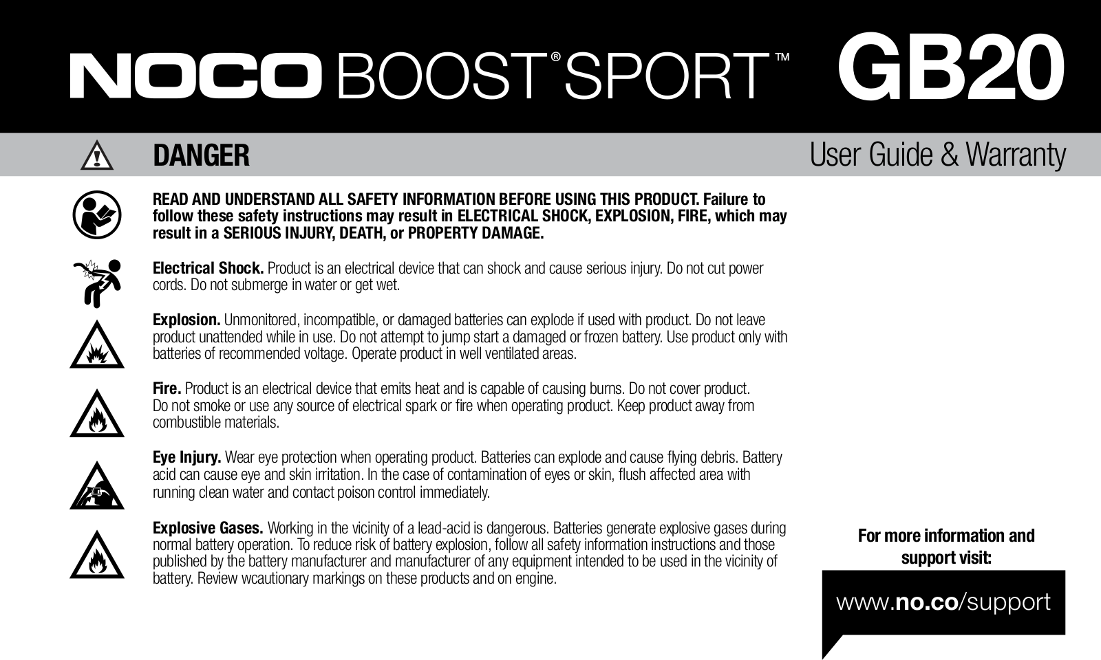 Noco Boost Sport User Manual