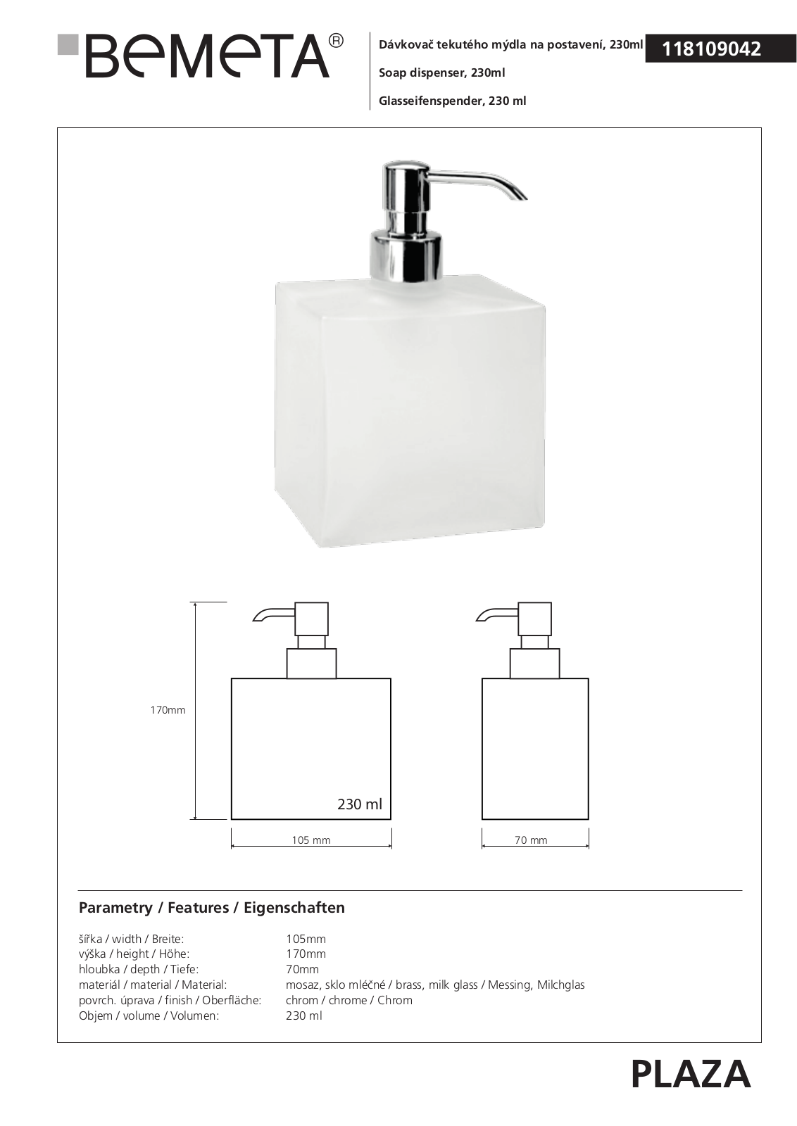 Bemeta Plaza 118109042 User guide