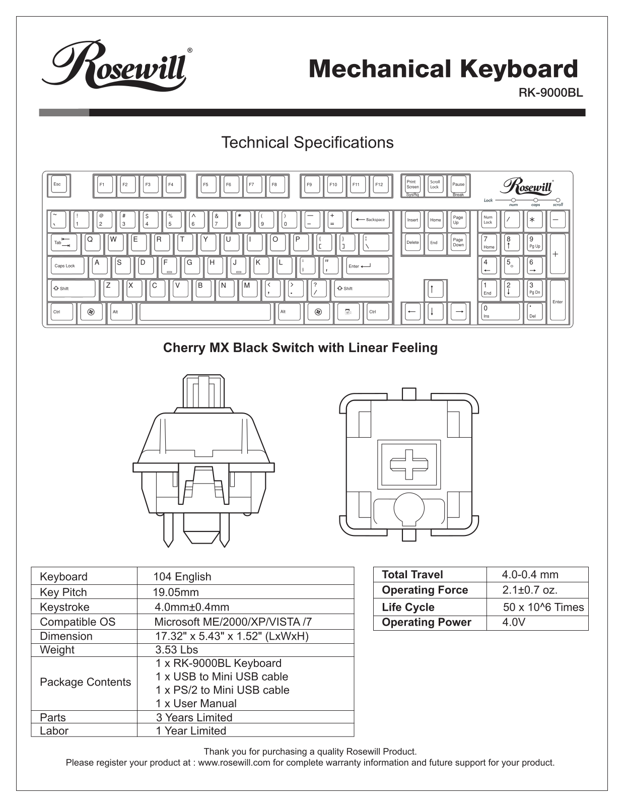 Rosewill RK-9000BL User Manual