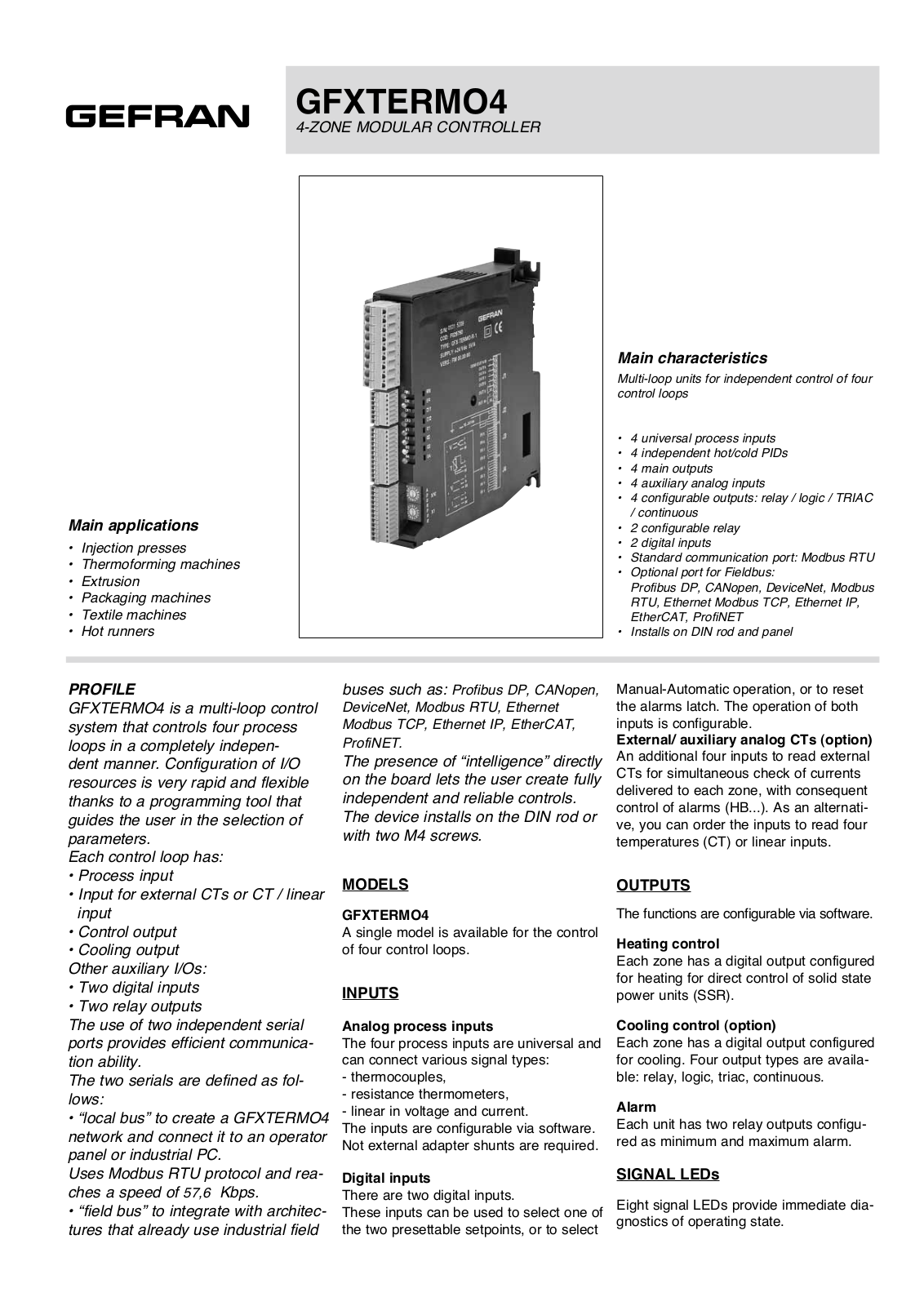 Gefran GFXTERMO4 Data Sheet