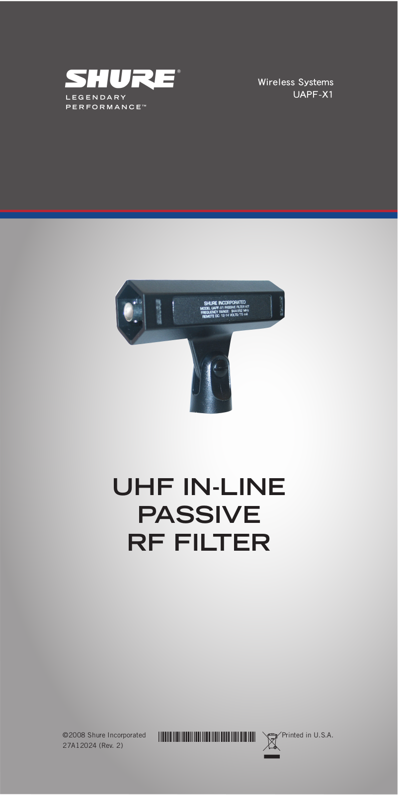 Shure UAPF-X1 User Manual