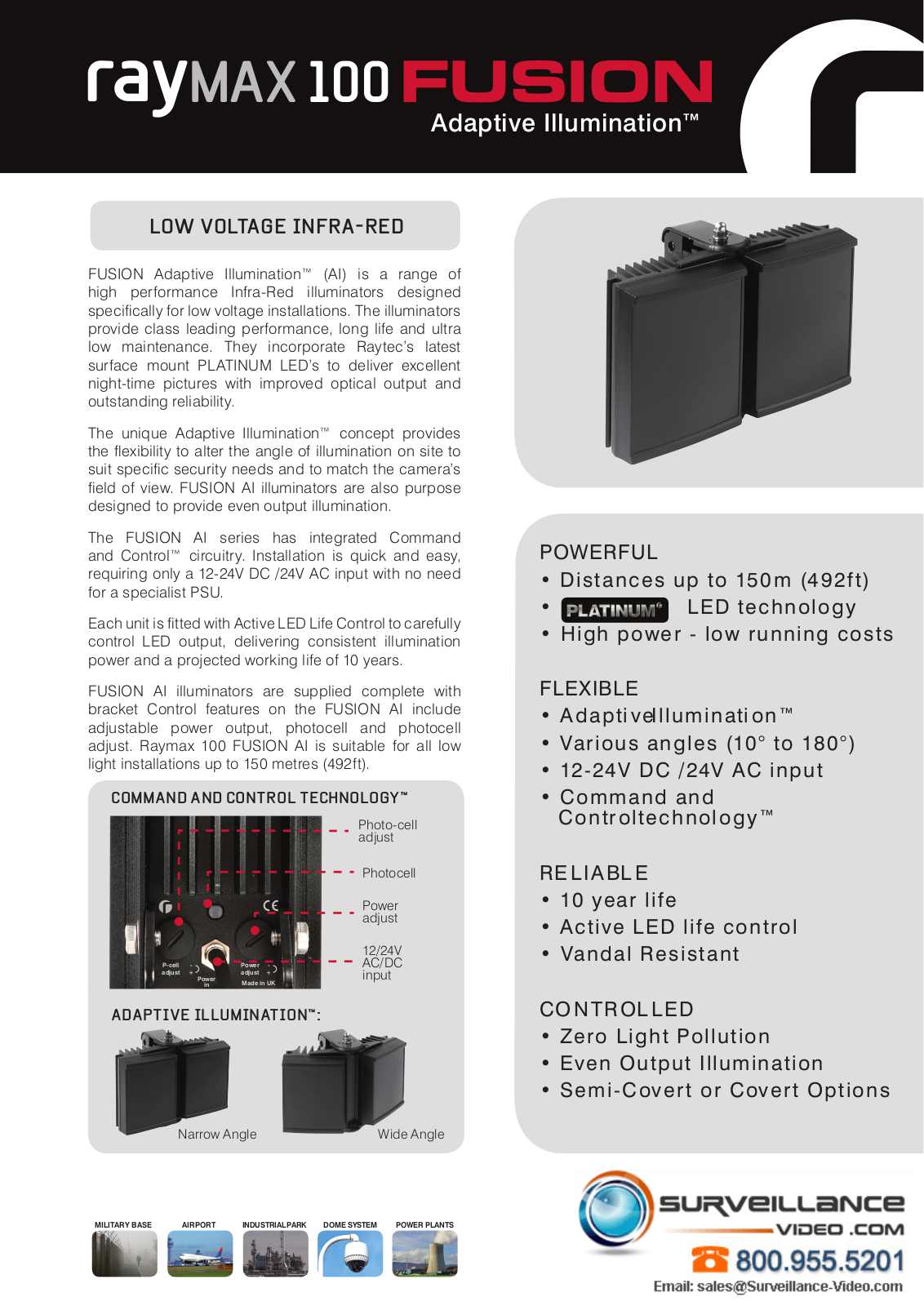 Raytec RM100-F-AI-120, RM100-F-AI-30 Specsheet