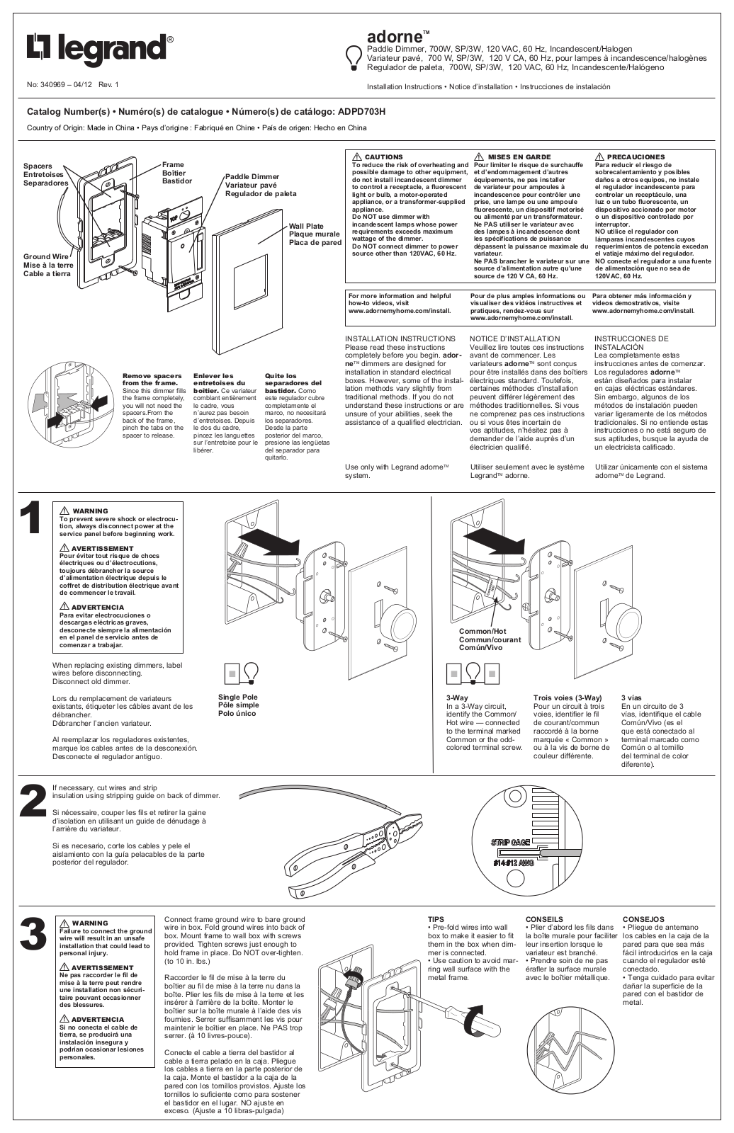 Legrand ADPD703H User Manual