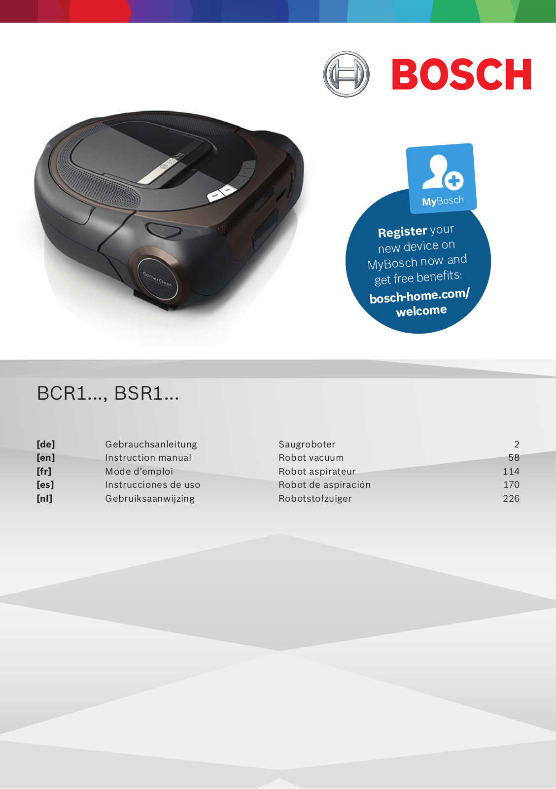 Bosch BSR1ASLC, BCR1ACG Instructions for Use