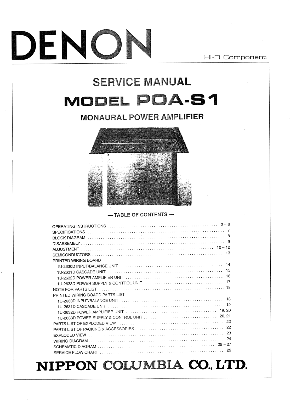 Denon POA-S1 Service Manual