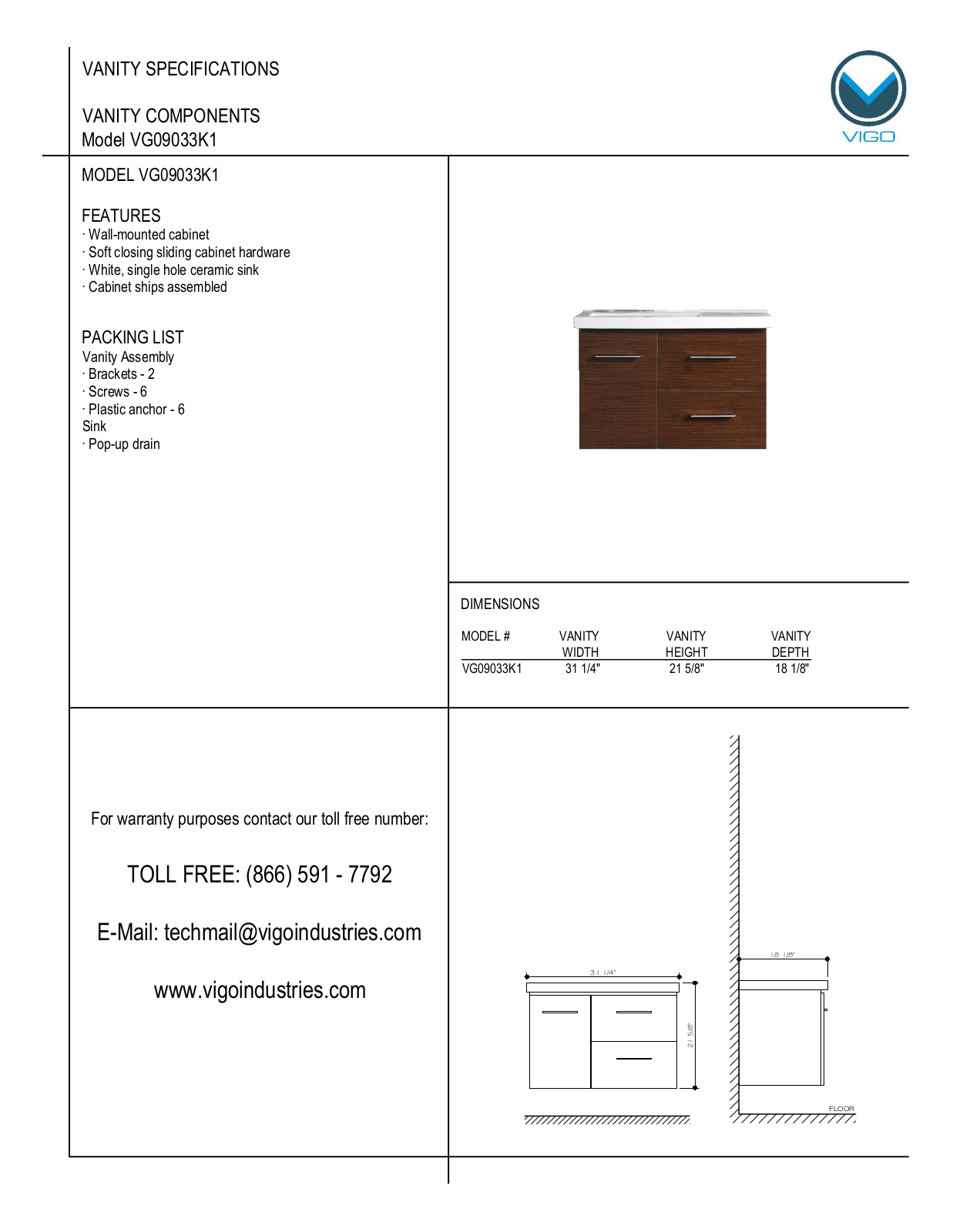 Vigo VG0903K1 User Manual