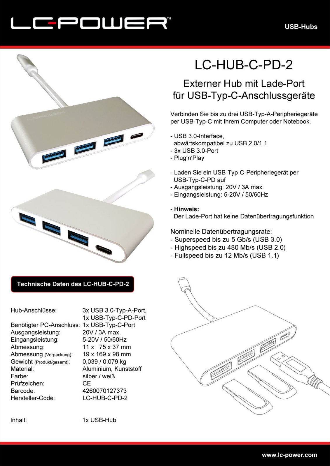 LC-Power LC-HUB-C-PD-2 User Manual