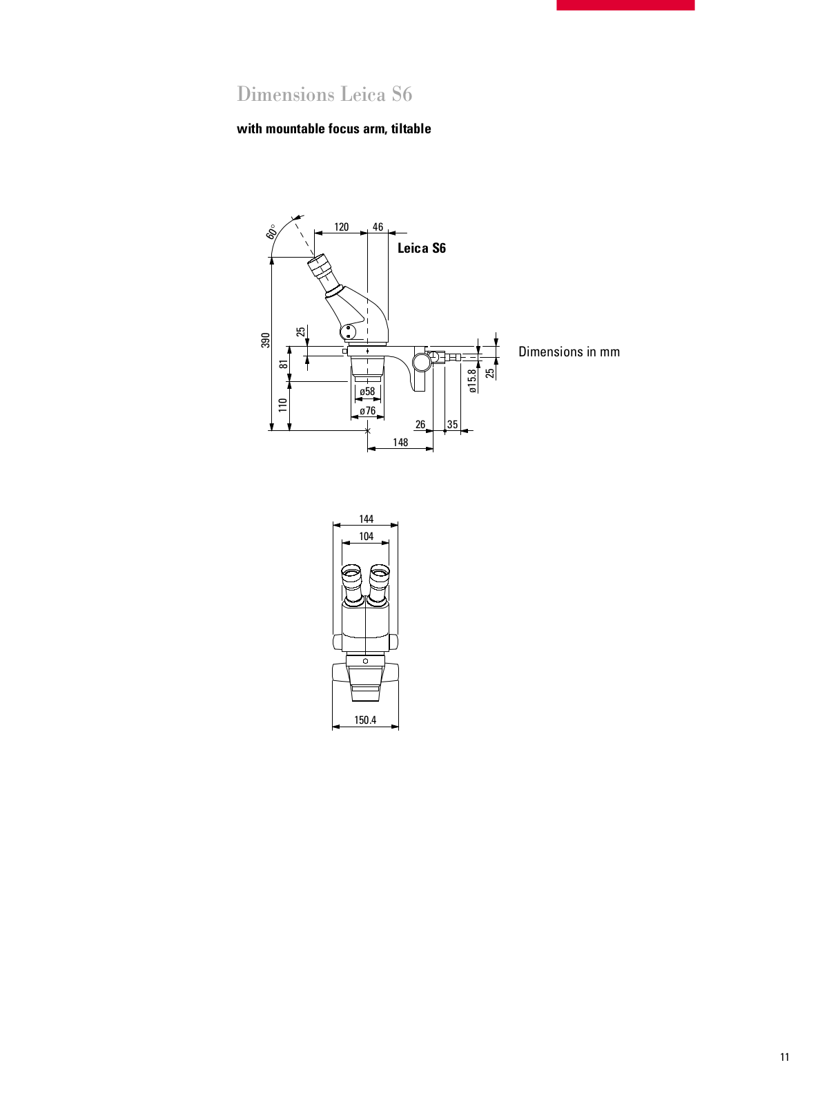 Leica S6 DIMENSIONS User Manual