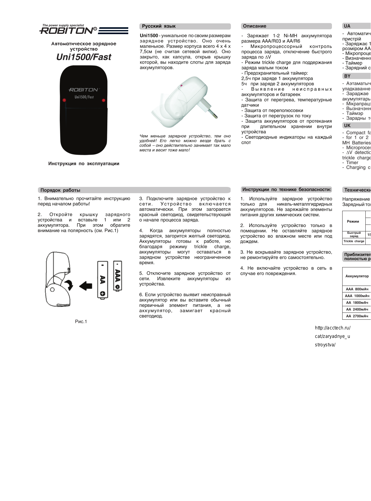 Robiton Uni 1500 Fast User Manual