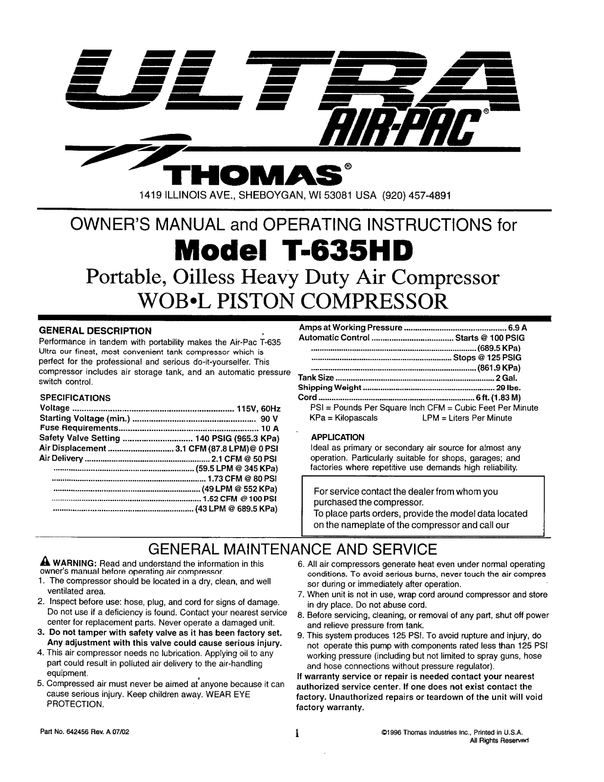 Thomas T-635HD User guide