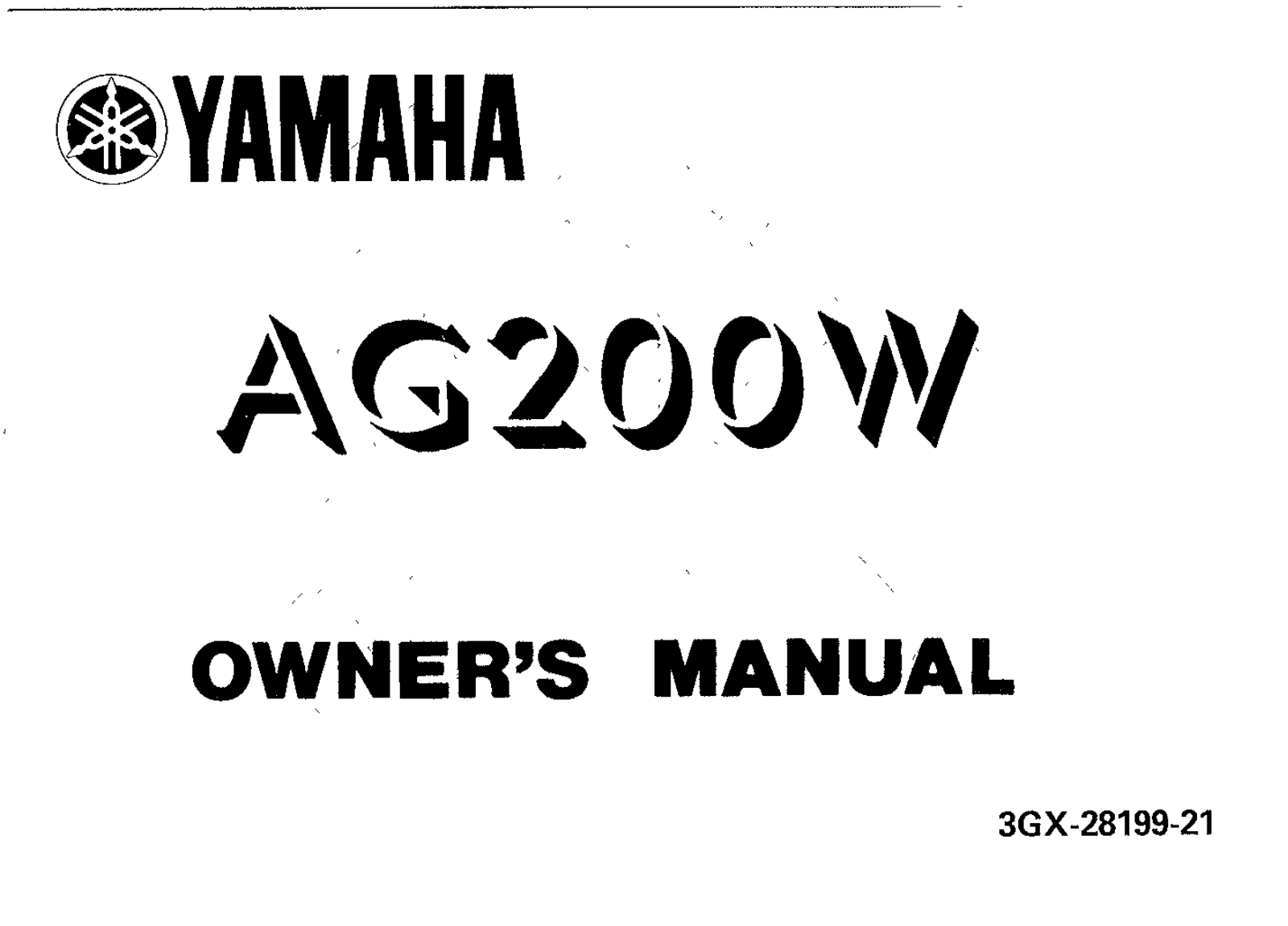 Yamaha AG200F W 1989 Owner's manual