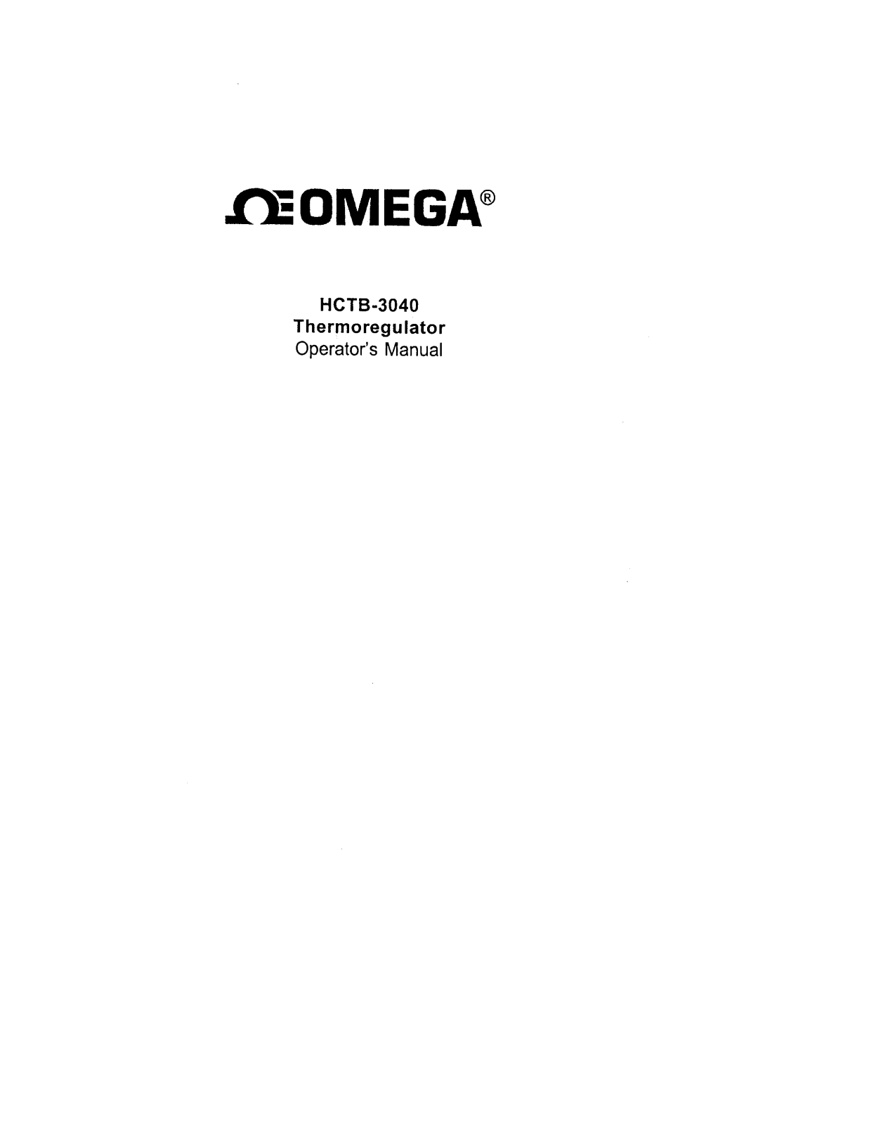 Omega Products HCTB-3040 Installation  Manual