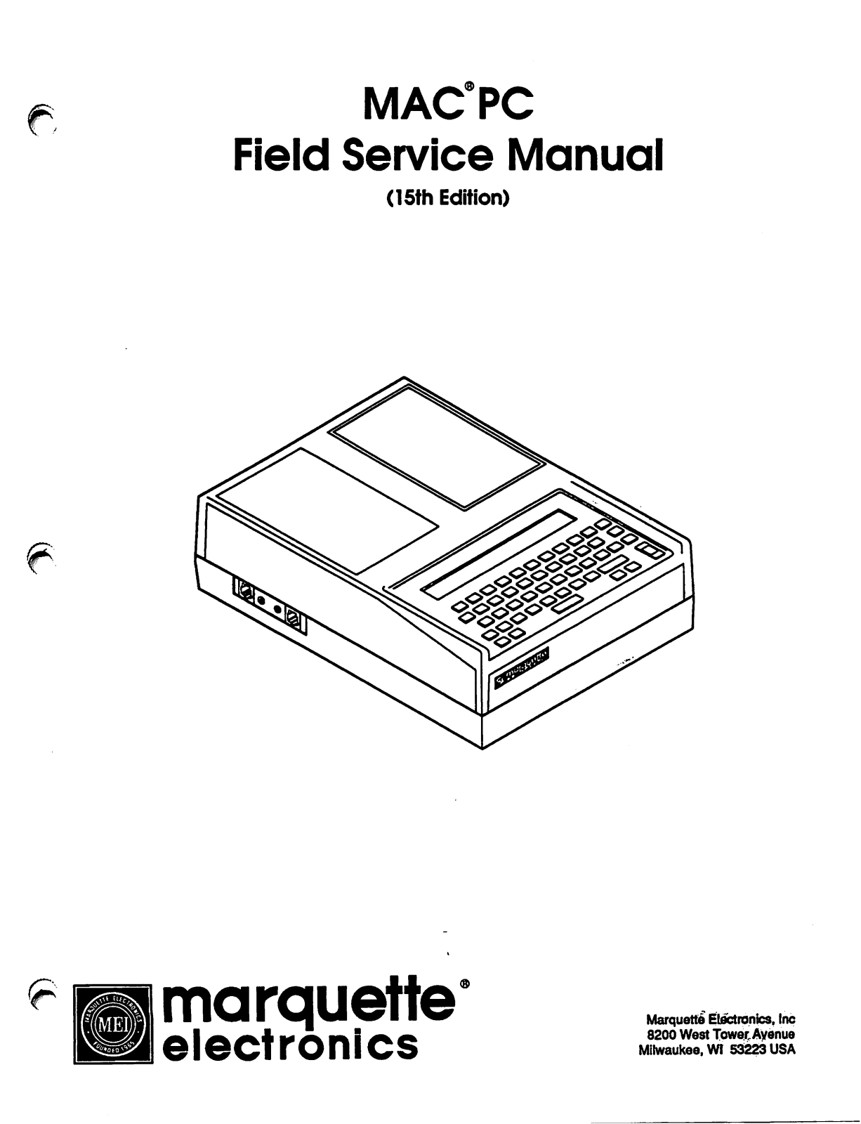 Marquette MAC PC ECG Service manual