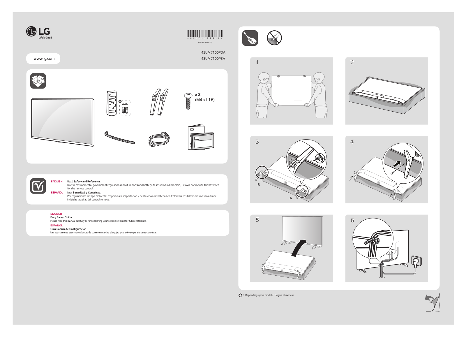 LG 43UM7100PDA, 43UM7100PSA QUICK SETUP GUIDE - ManualMachine.com