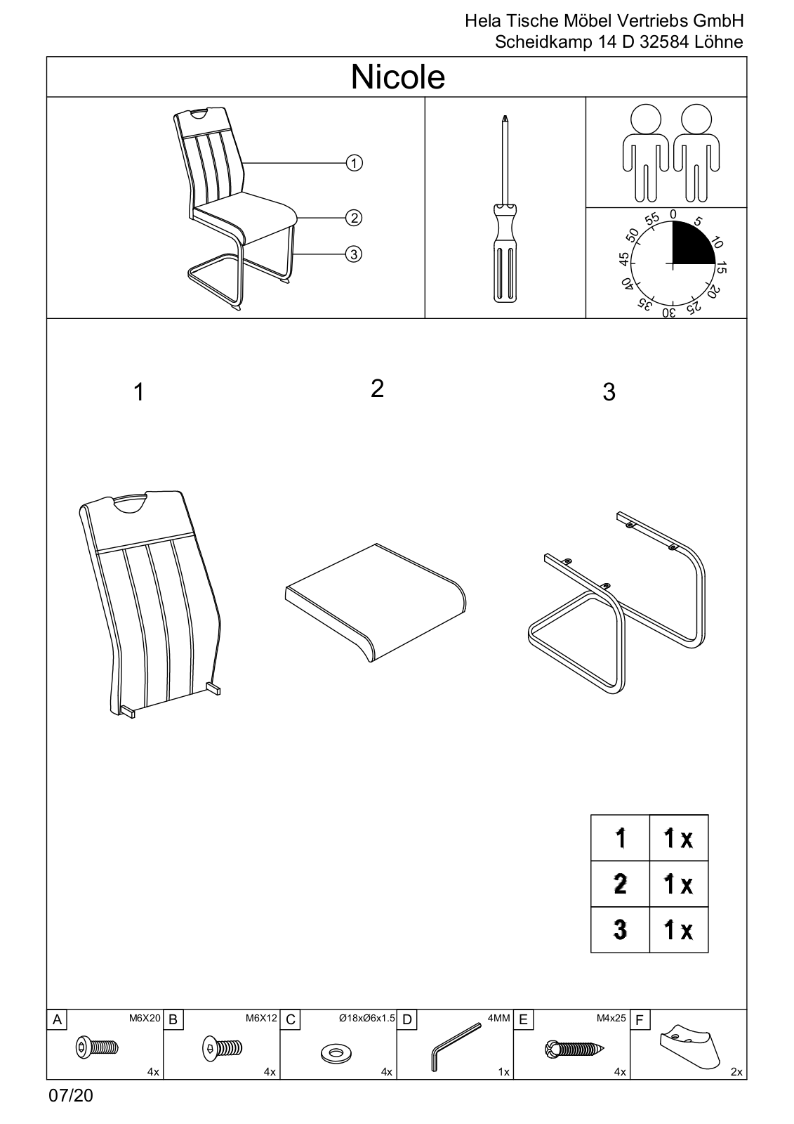 HELA Nicole Assembly instructions