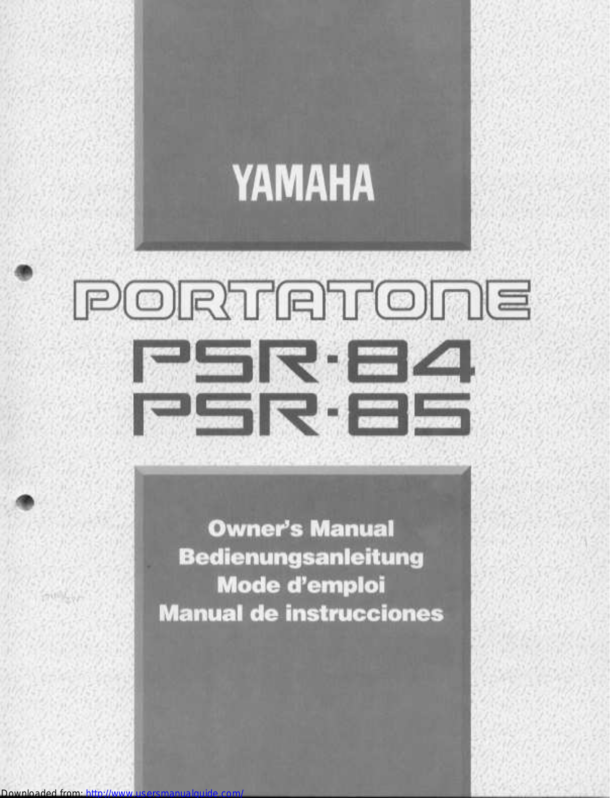 Yamaha Audio PSR-85, PSR-84 User Manual