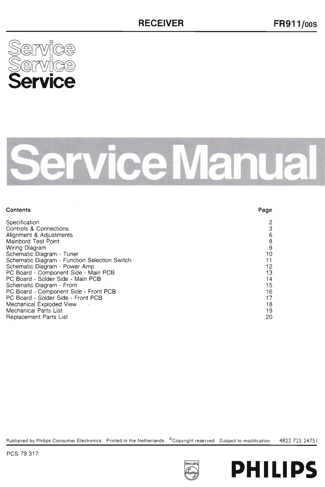 Philips FR-911 Service Manual