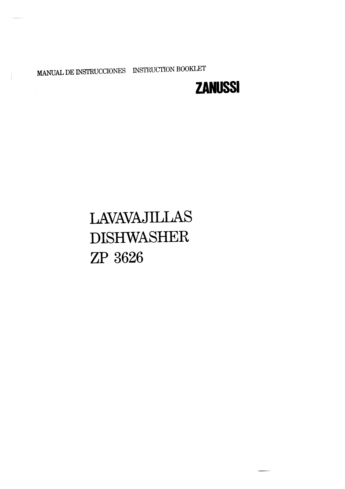 Zanussi ZP3628, ZP3626 User Manual