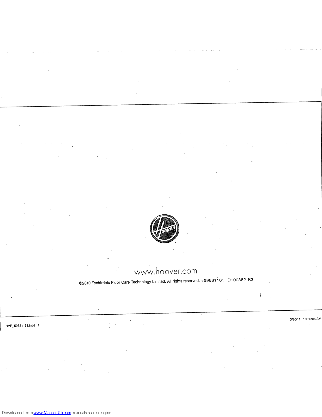 Hoover Winotunel, Windtunnel Owner's Manual