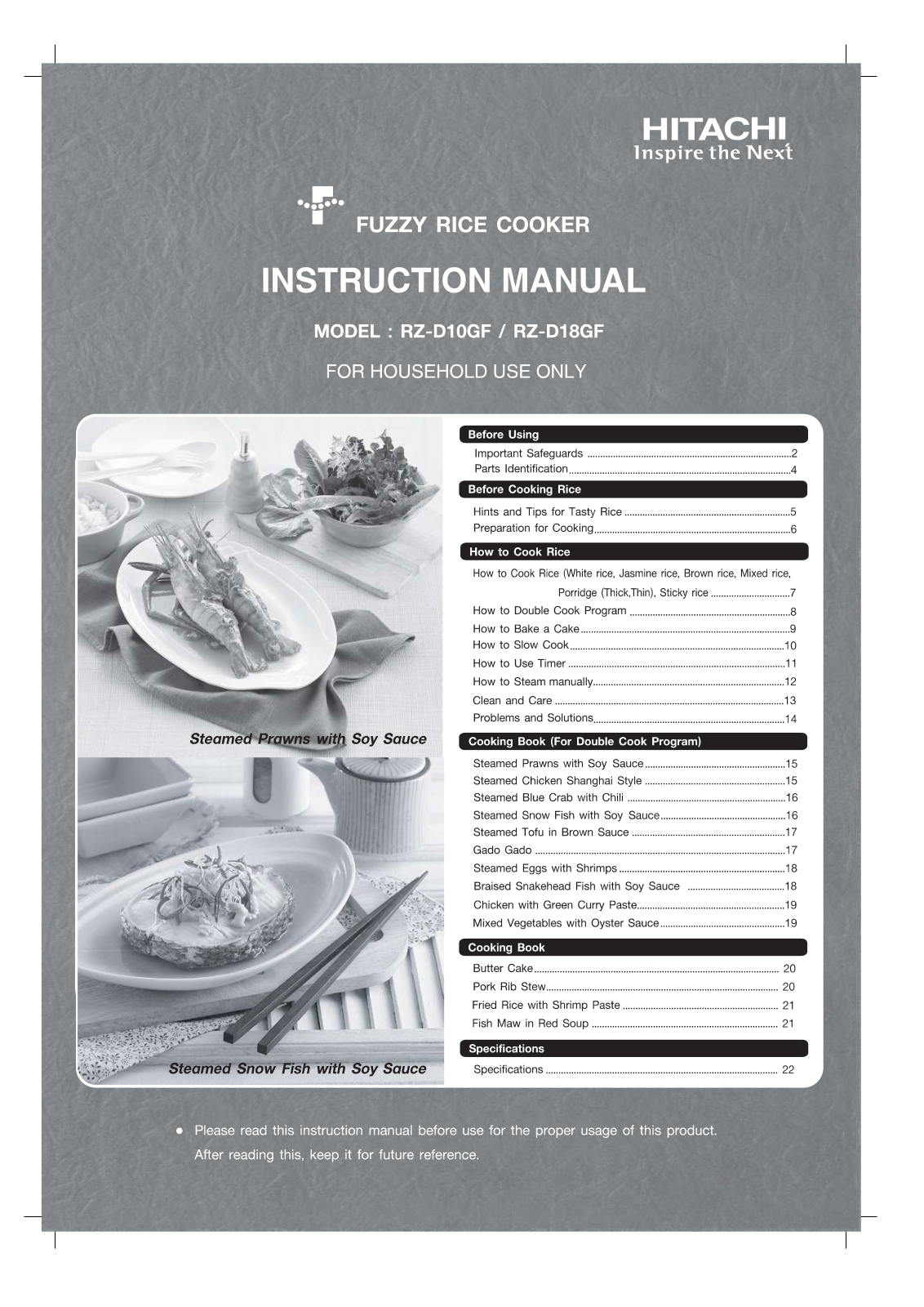 Hitachi RZ-D10GF, RZ-D18GF User Manual