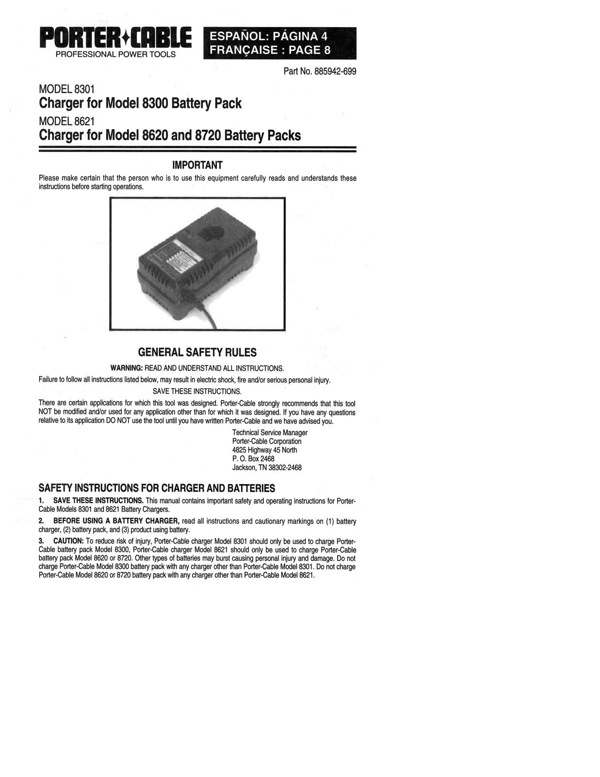 Porter-Cable 885942-699 User Manual