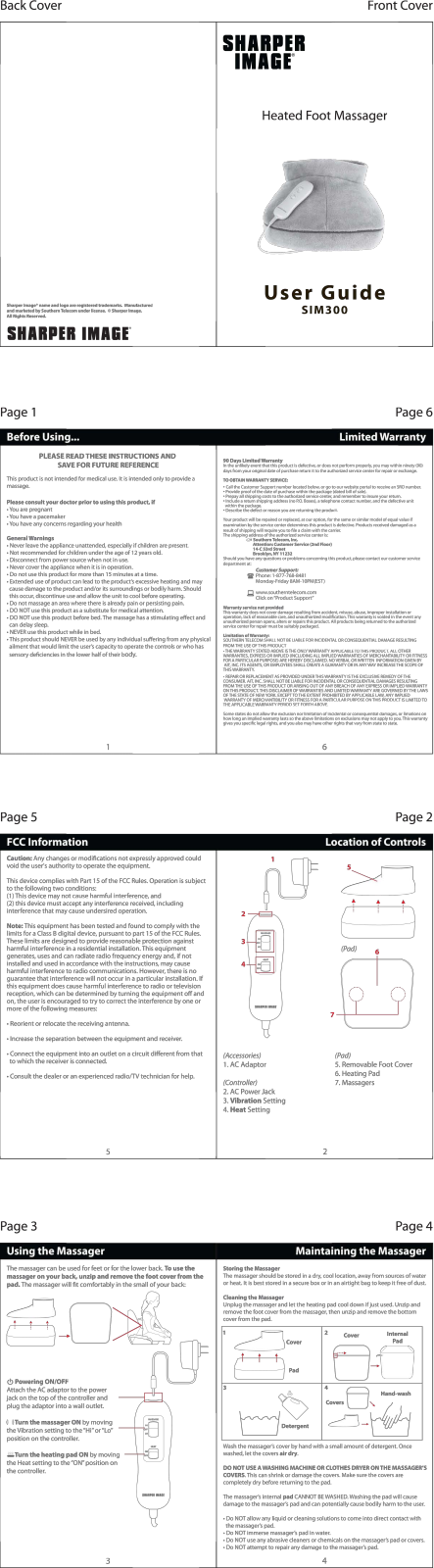 Sharper image SIM300 User Manual