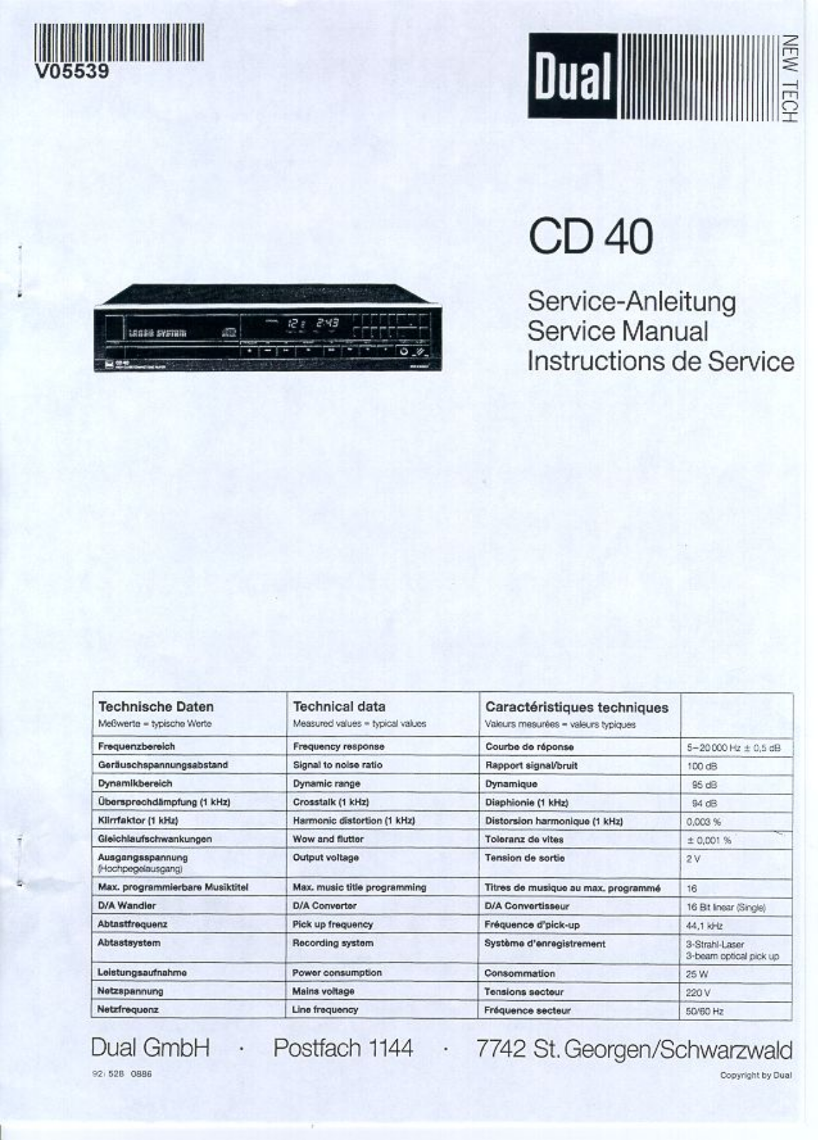 Dual CD-40 Service manual