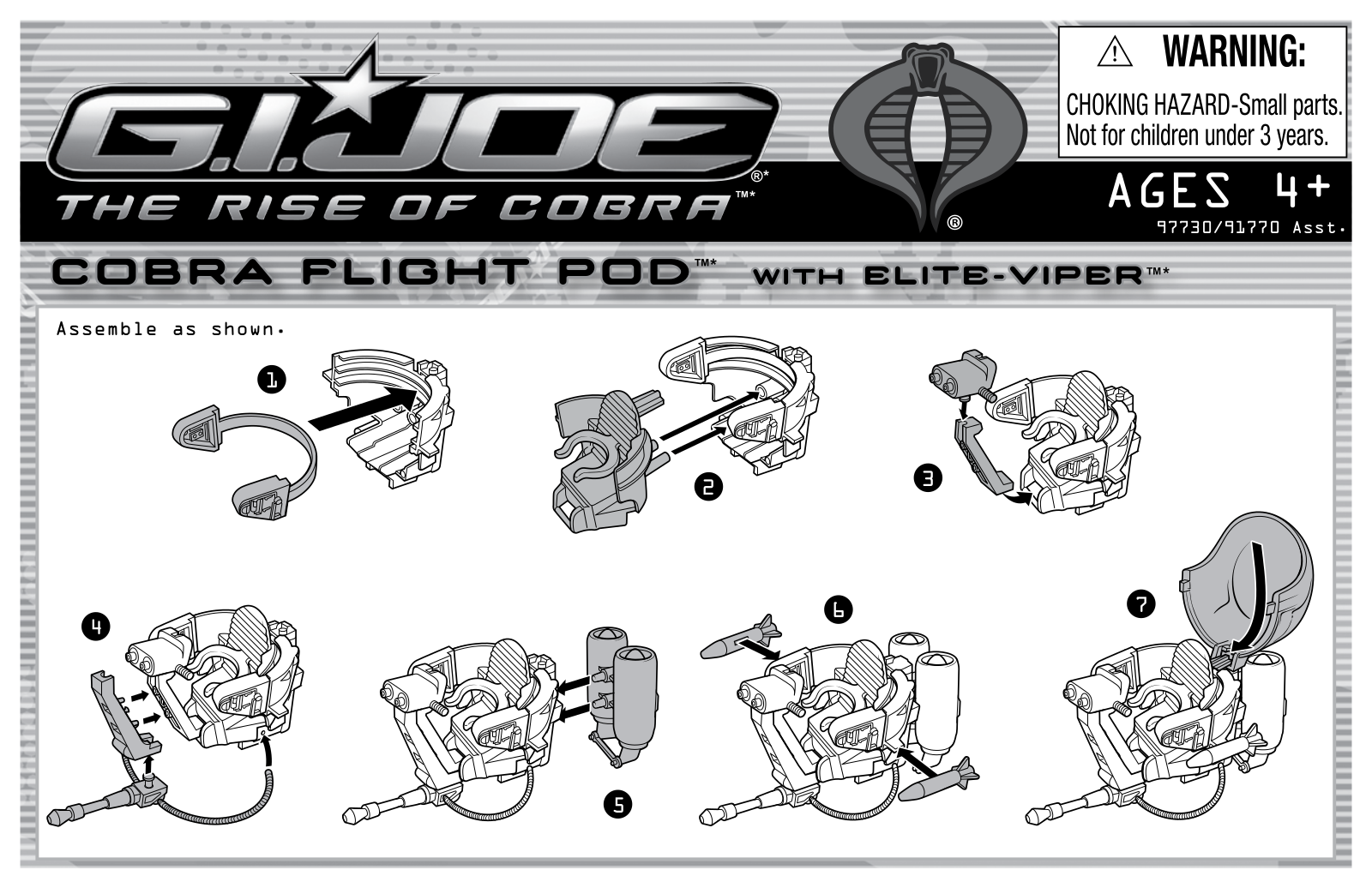 HASBRO GI Joe ROC Cobra Flight Pod with Elite Viper User Manual