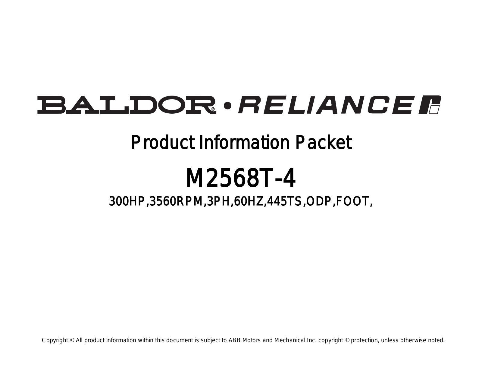 Baldor M2568T-4 Product Information Sheet