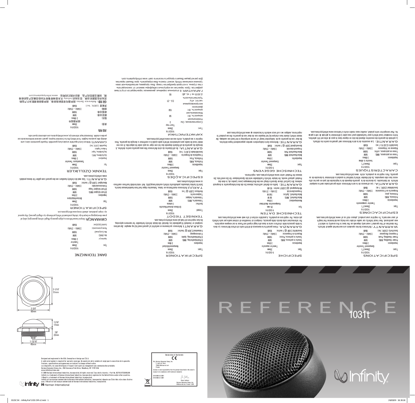 Infinity 1031T User Manual