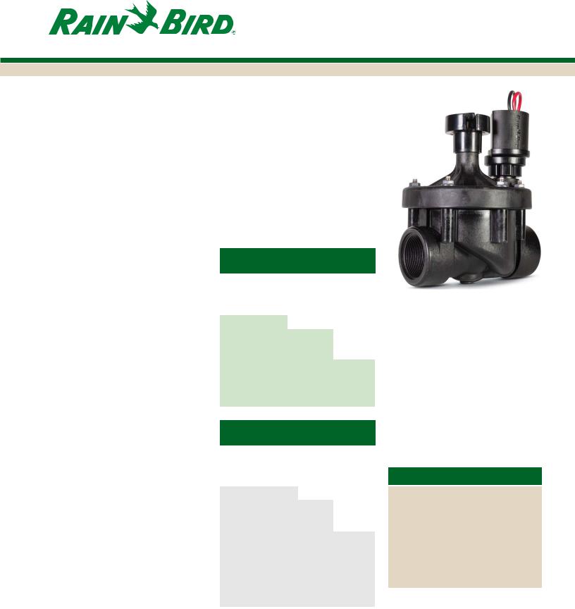 Rain Bird PEB-IVM, PESB-IVM Tech Spec