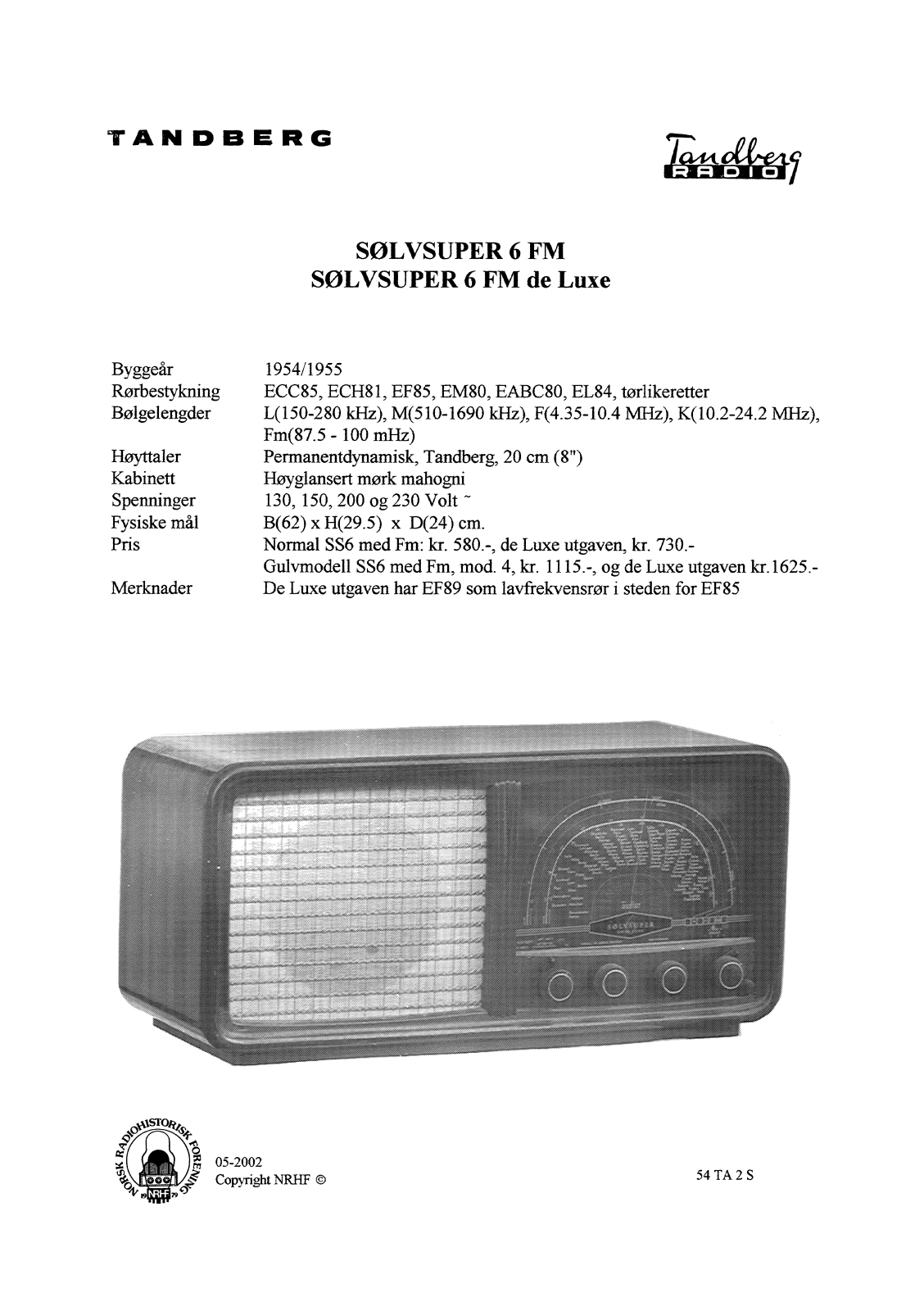 TANDBERG Solvsuper 6FM De Luxe Schematic