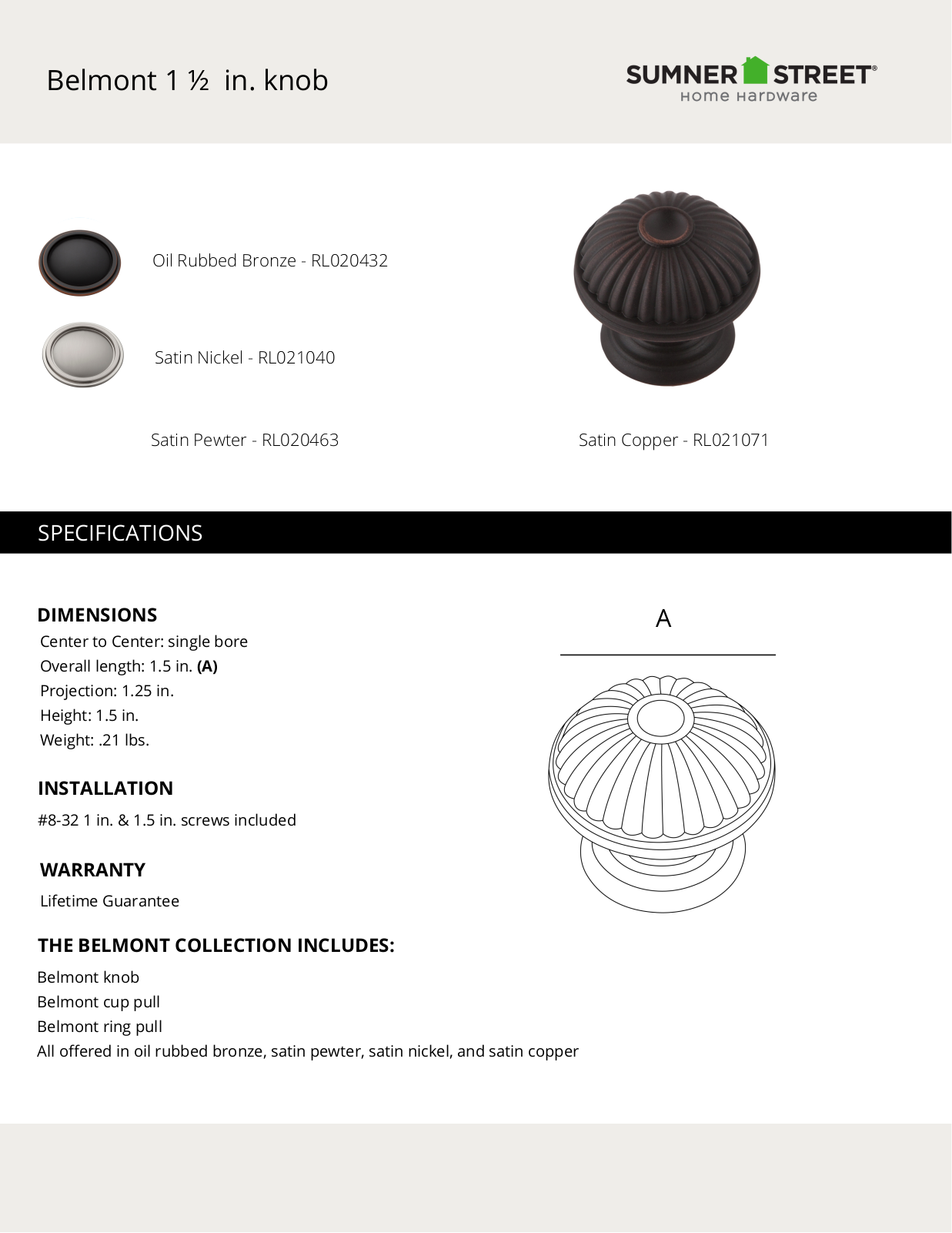 Sumner Street Home Hardware CTHD1241 Specifications - ManualMachine.com