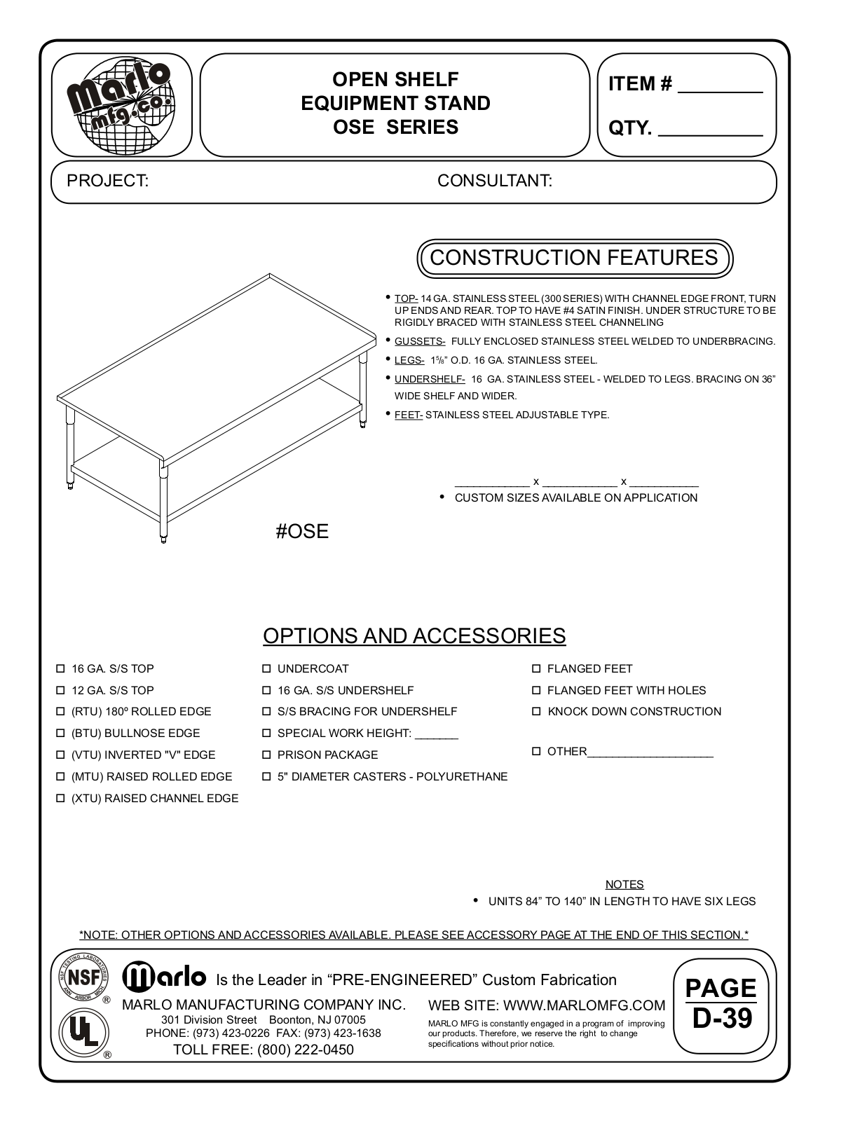 Marlo OSE10830 User Manual