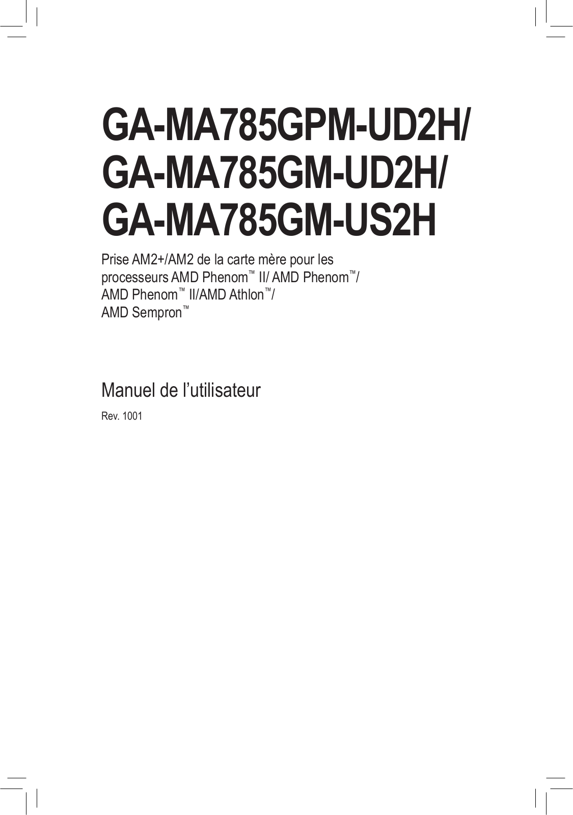 GIGABYTE GA-MA785GM-US2H, GA-MA785GPM-UD2H User Manual