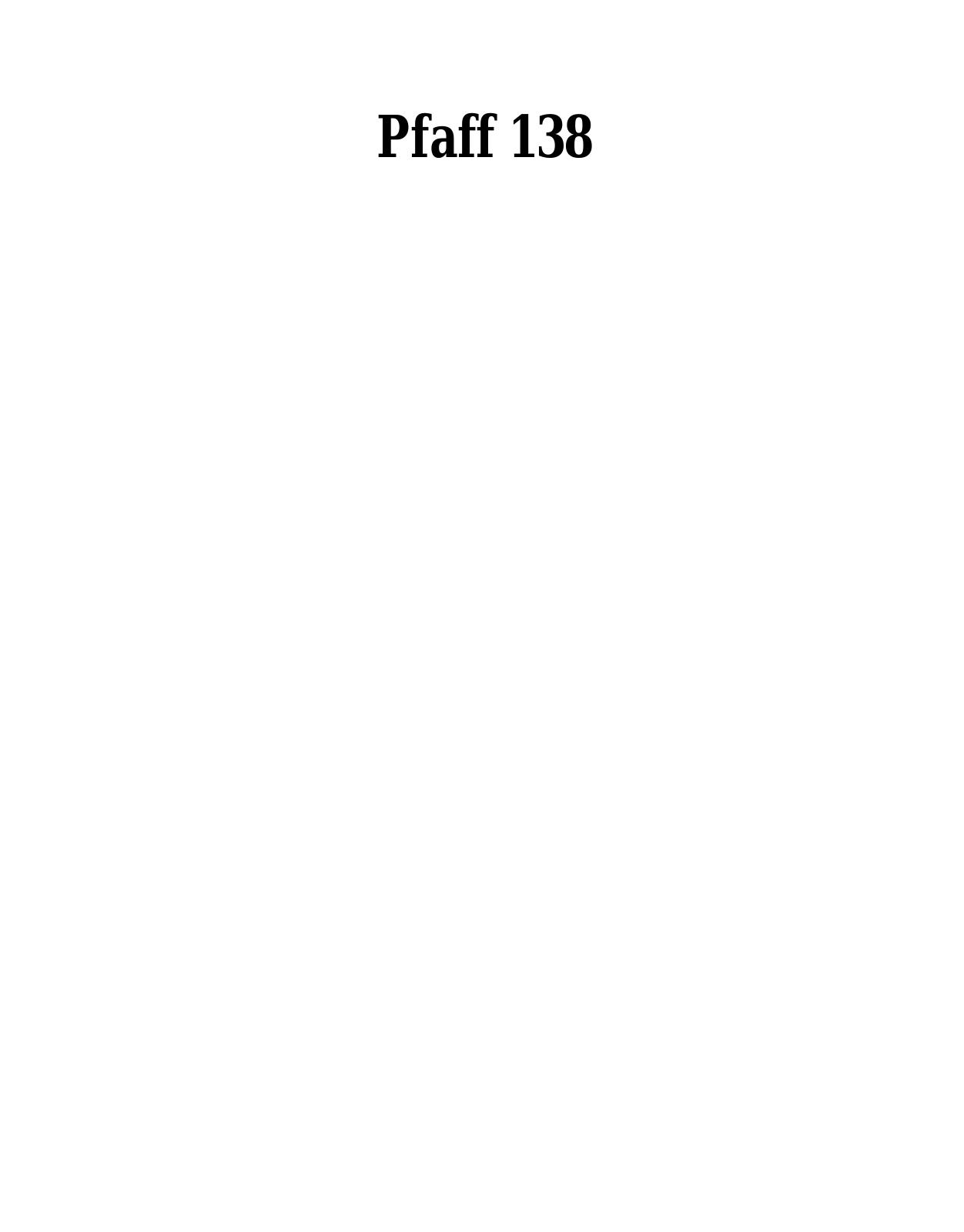 PFAFF 138 Parts List