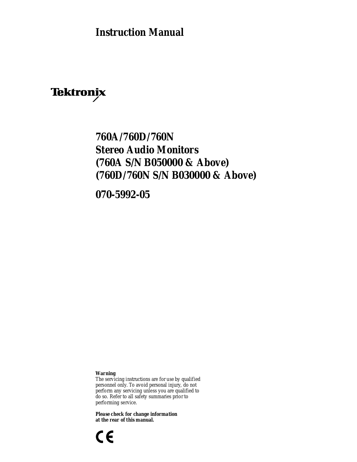 Tektronix 760N, 760A, 760D Service manual