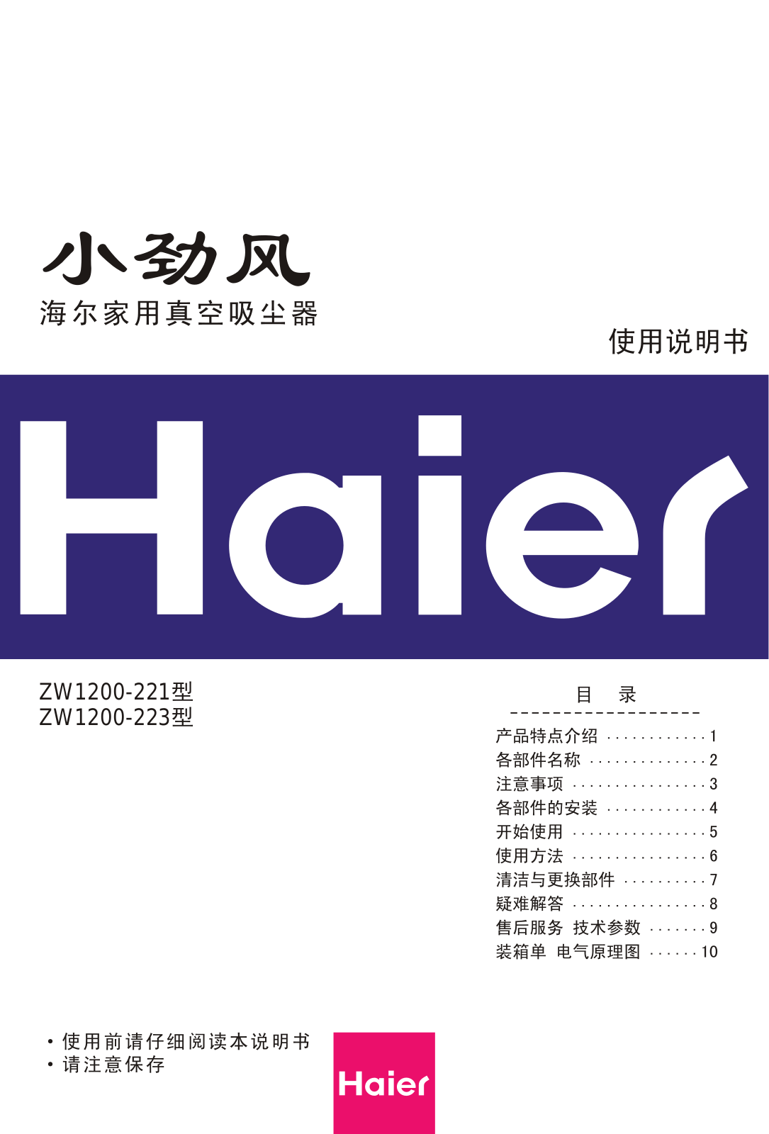 Haier ZW1200-221, ZW1200-223 User Manual