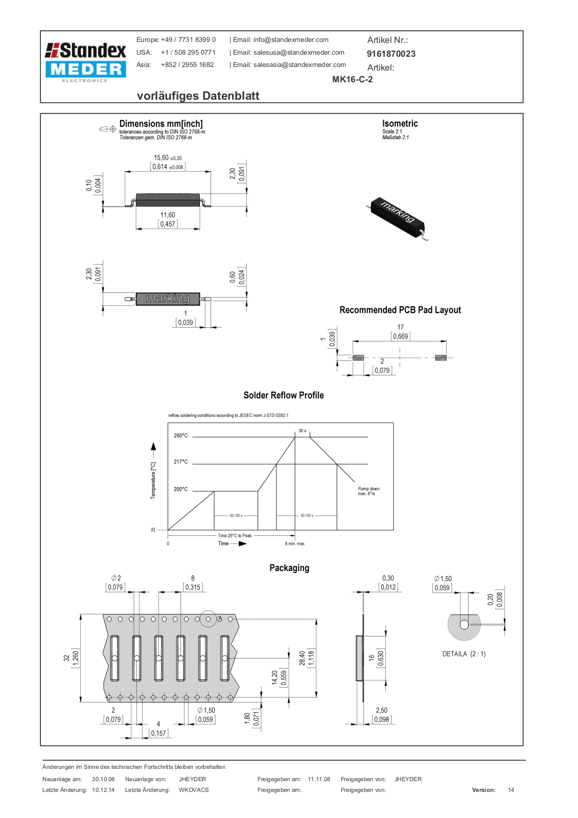 MEDER MK16 C2 Datasheet - ManualMachine.com