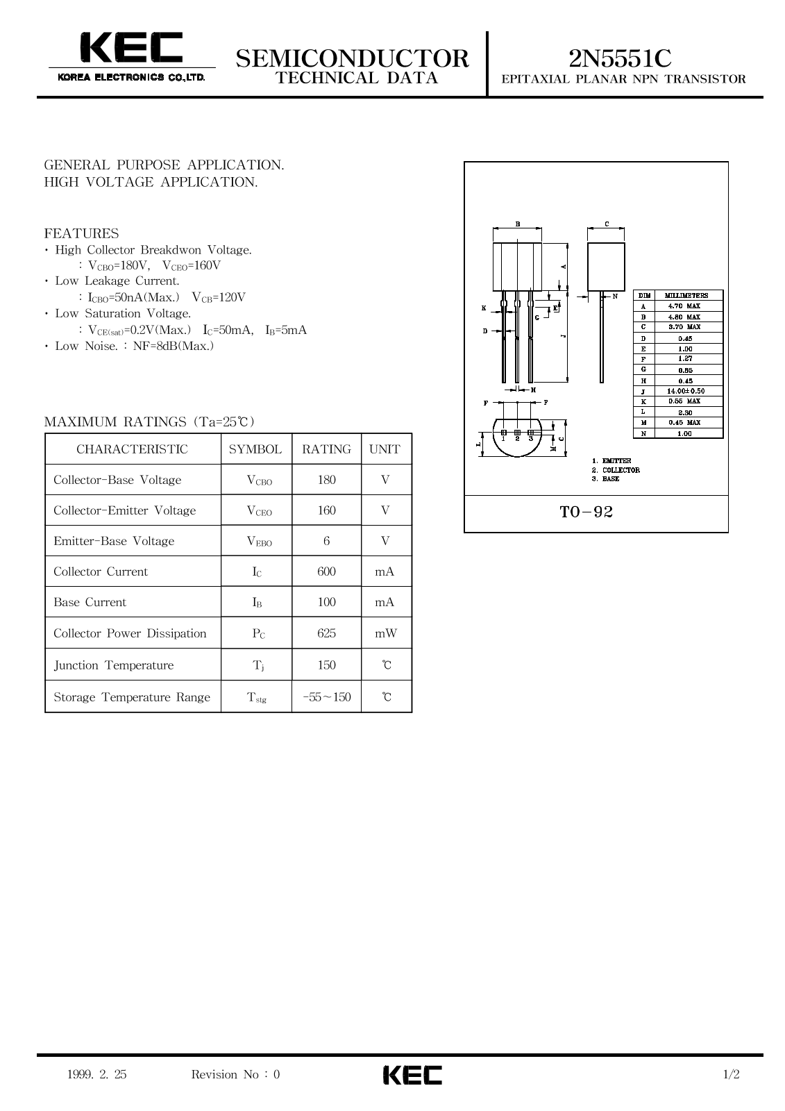 Korea Electronics Co  Ltd 2N5551C Datasheet