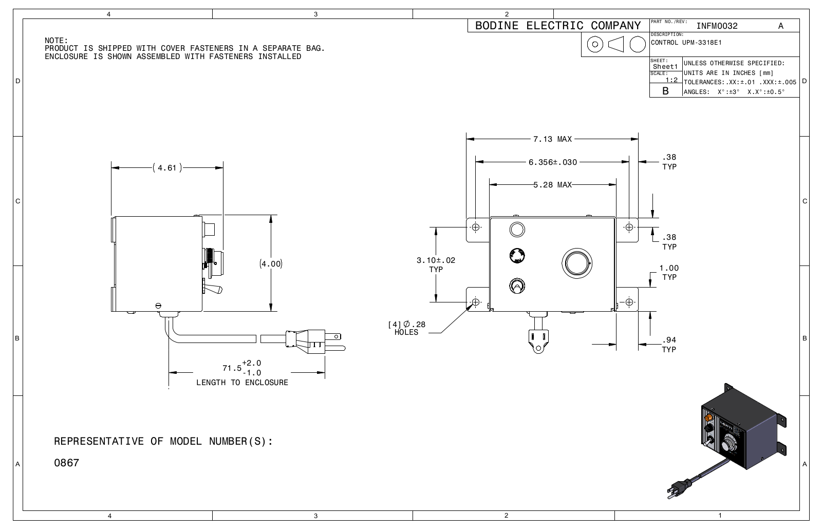 Bodine 0867 Reference Drawing