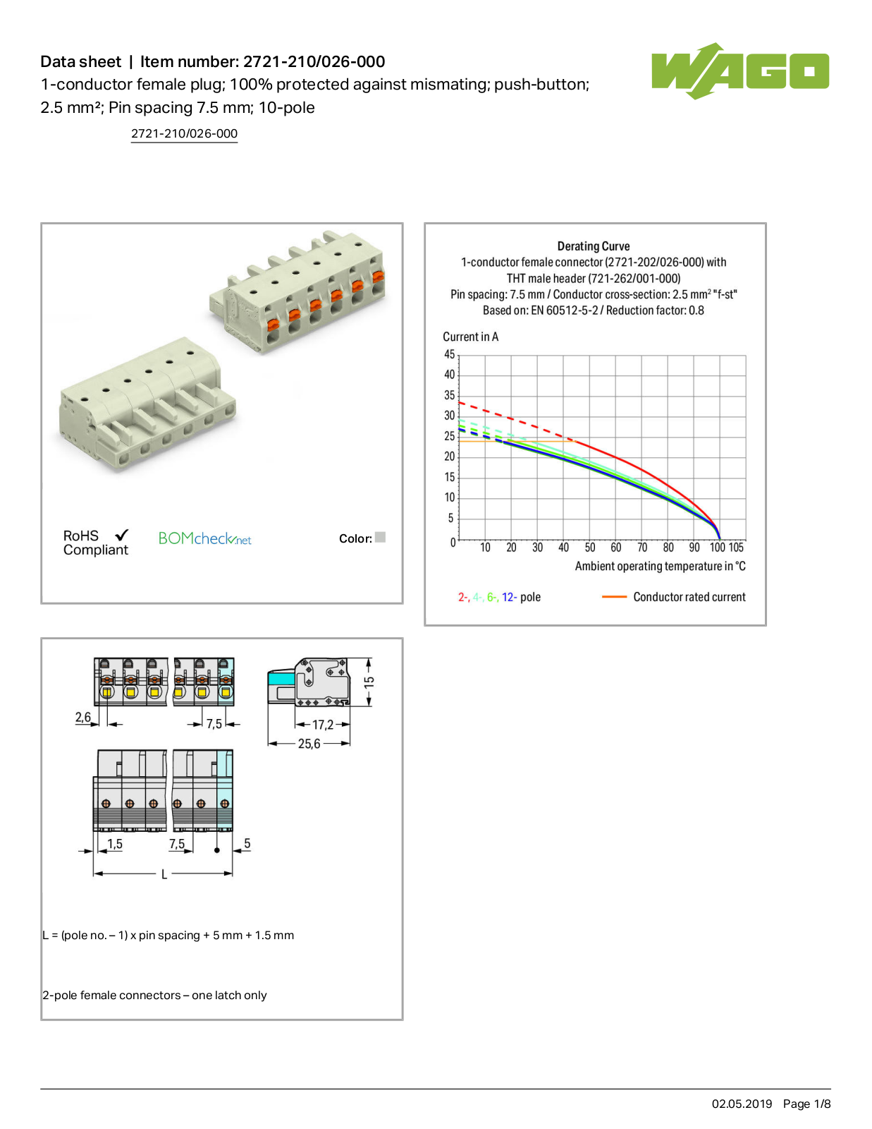 Wago 2721-210/026-000 Data Sheet