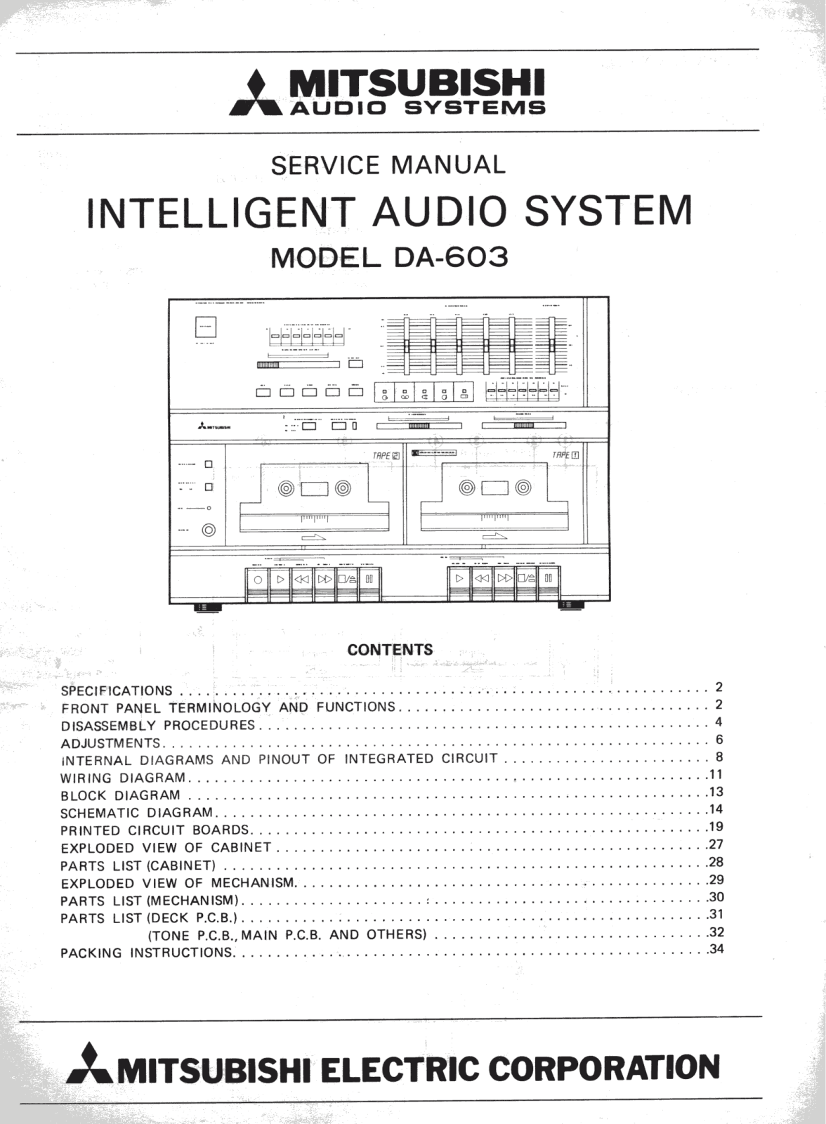 Mitsubishi DA-603 Service manual