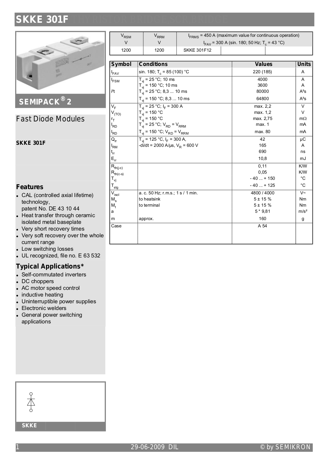 Semikron SKKE301F Data Sheet