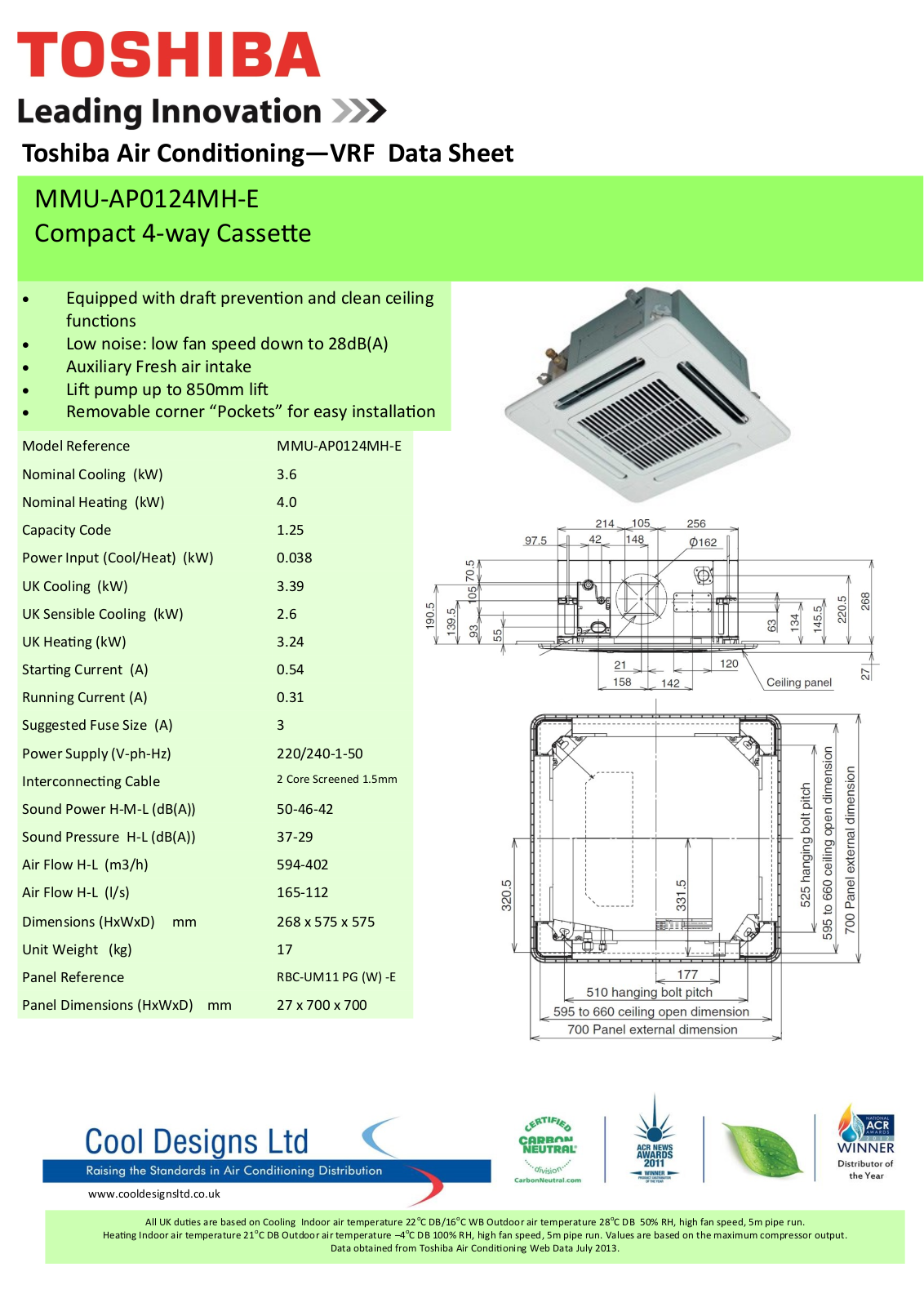 Toshiba MMU-AP0124MH-E Datasheet