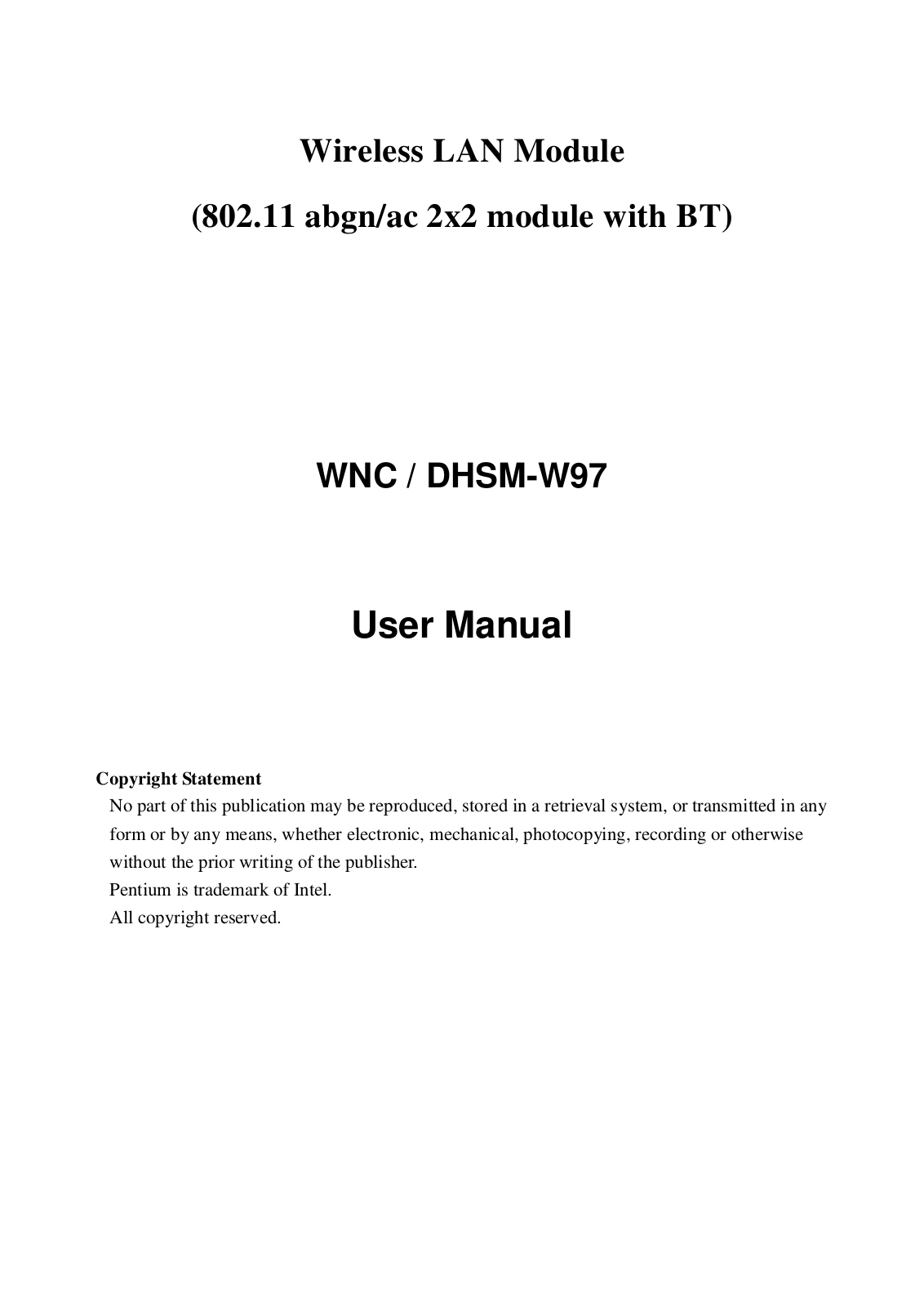 Wistron NeWeb DHSMW97 Users manual