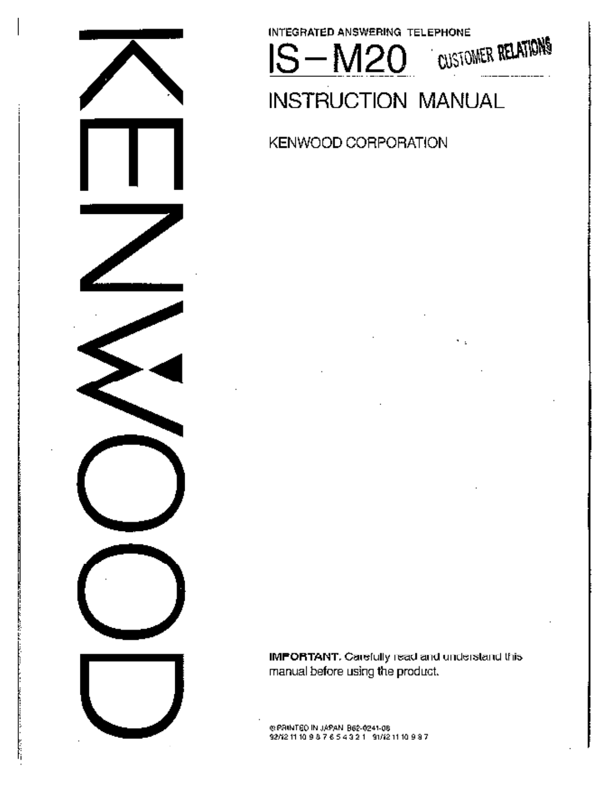 Kenwood IS-M20 User Manual