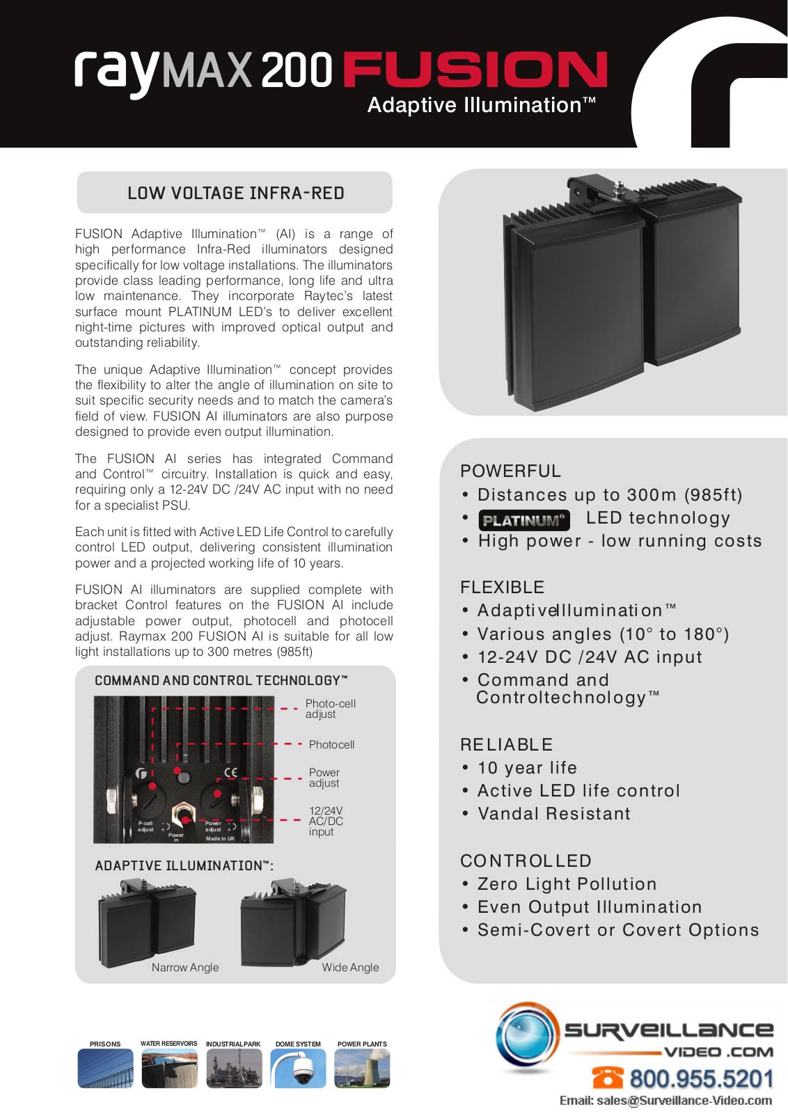 Raytec RM200-F-AI-50, RM200-F-AI-120, RM200-F-AI-10 Specsheet