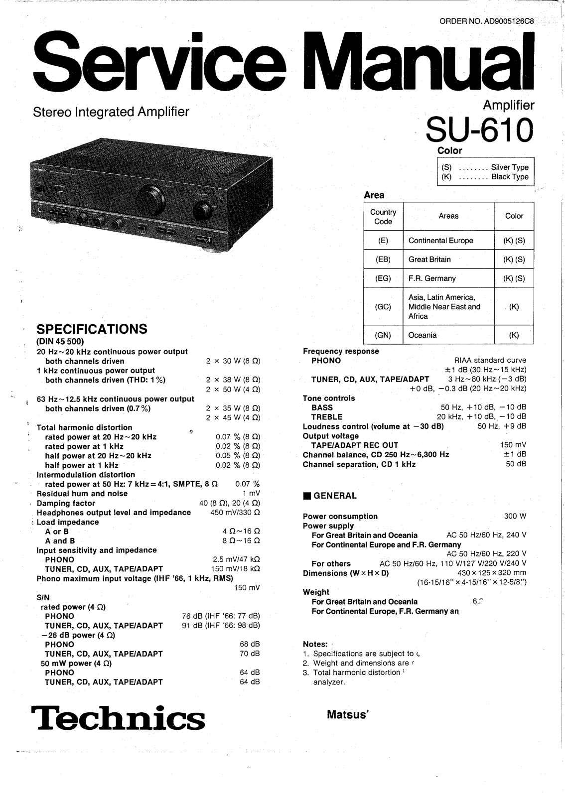 Technics SU-610 Service Manual