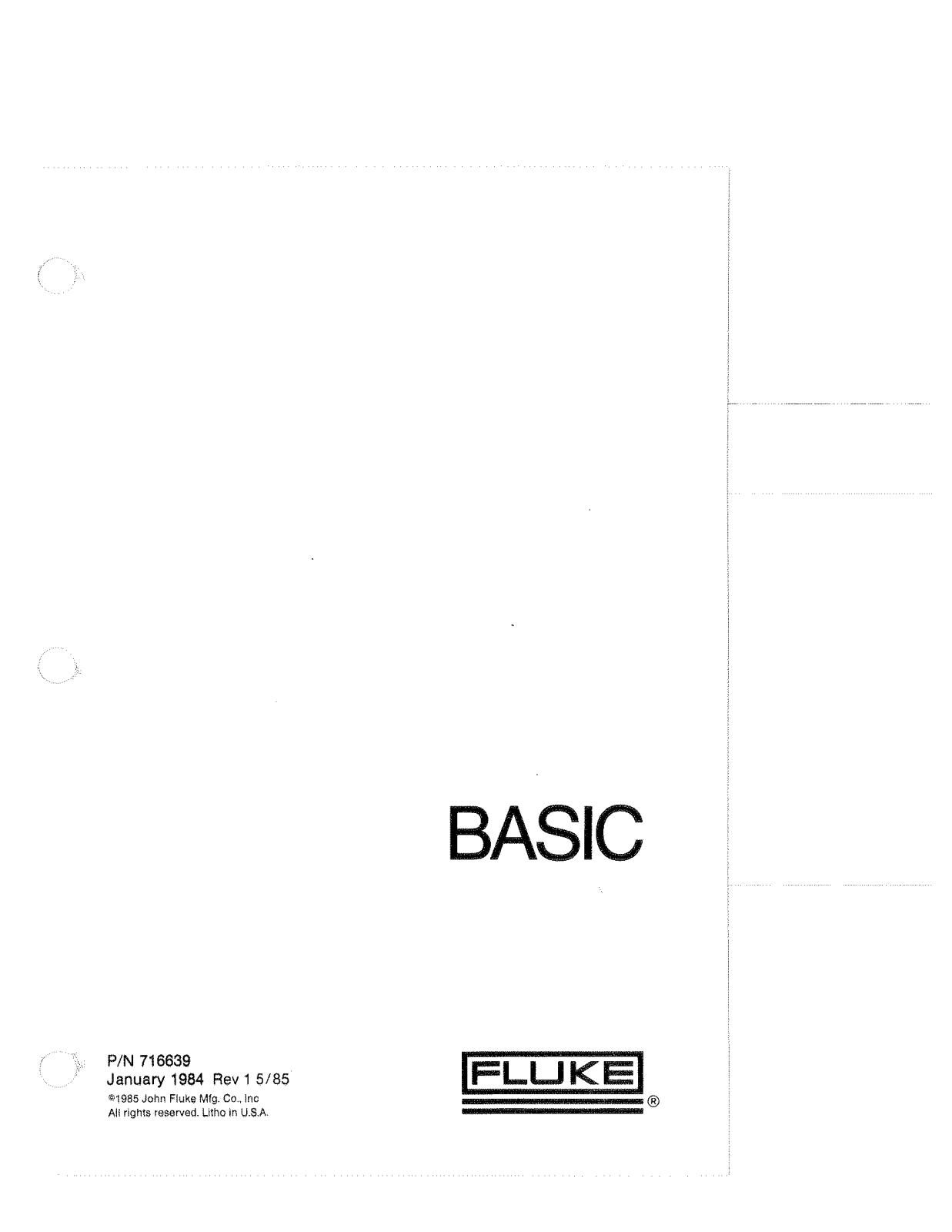 Fluke 1722a User Manual